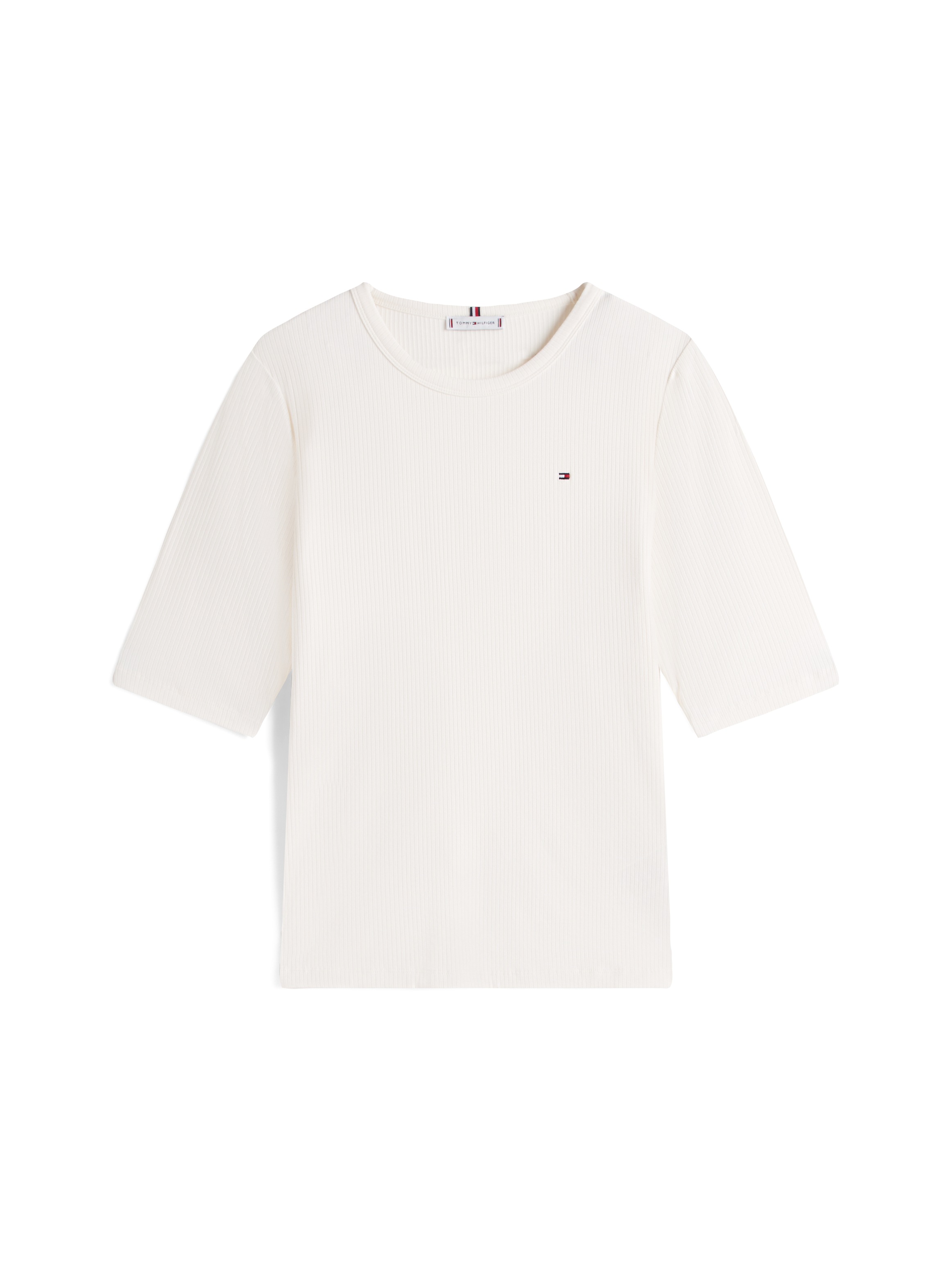 Tommy Hilfiger Curve Kurzarmshirt »CRV SLIM 5X2 RIB C-NK 1/2 SLV«, in großen Größen, in gerippter Struktur