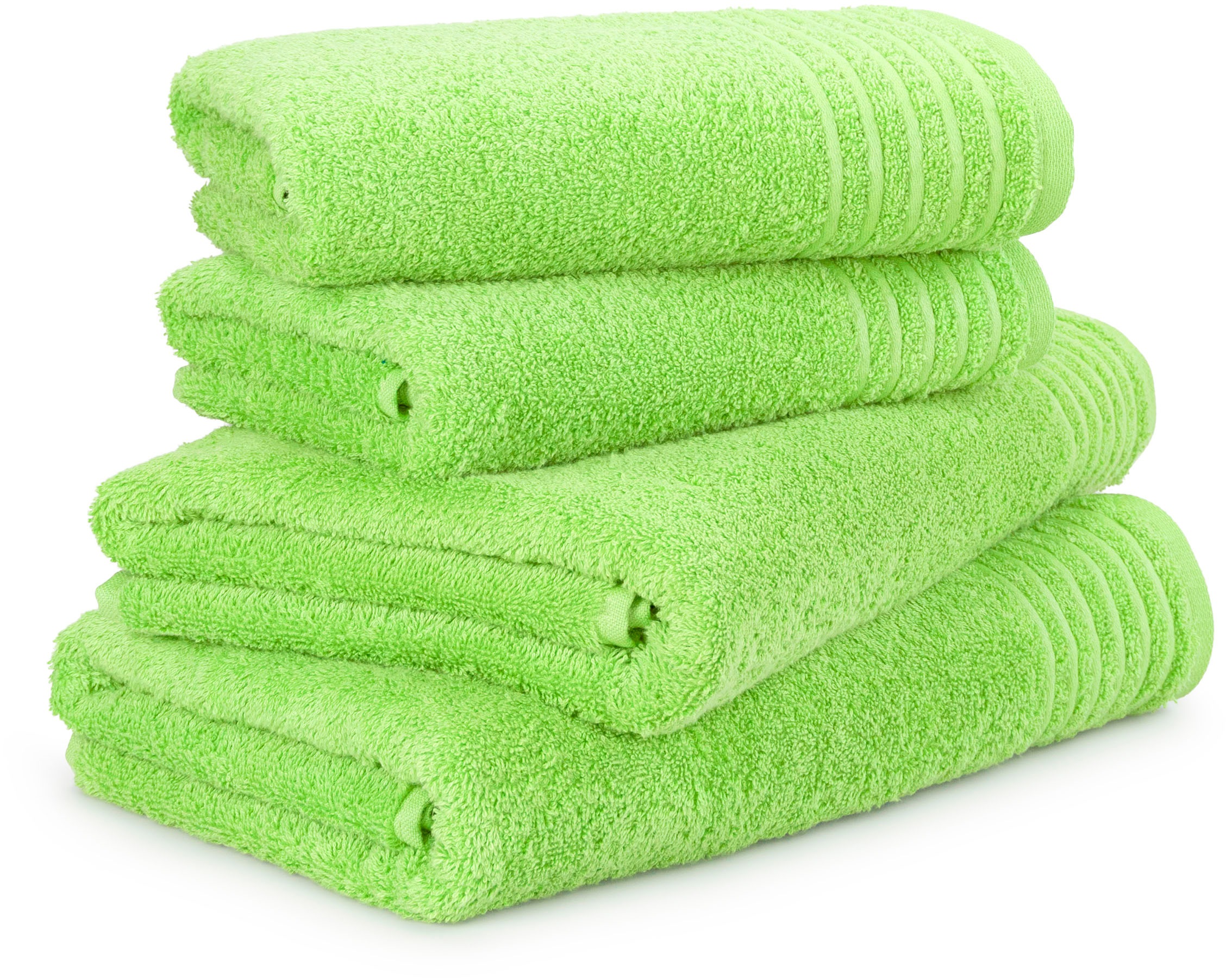 Handtuch Set »New Classic« 4 Stk. Walkfrottier 2x Hand- und 2x Duschtücher, 100% bester Baumwolle (480 g/m²) grün Walkfrottier, Obermaterial: 100% 