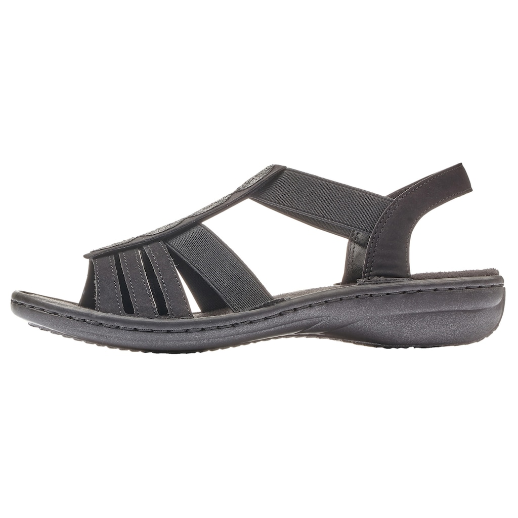 Rieker Riemchensandale, Sommerschuh, Sandalette, Keilabsatz, mit Schmuckapplikation