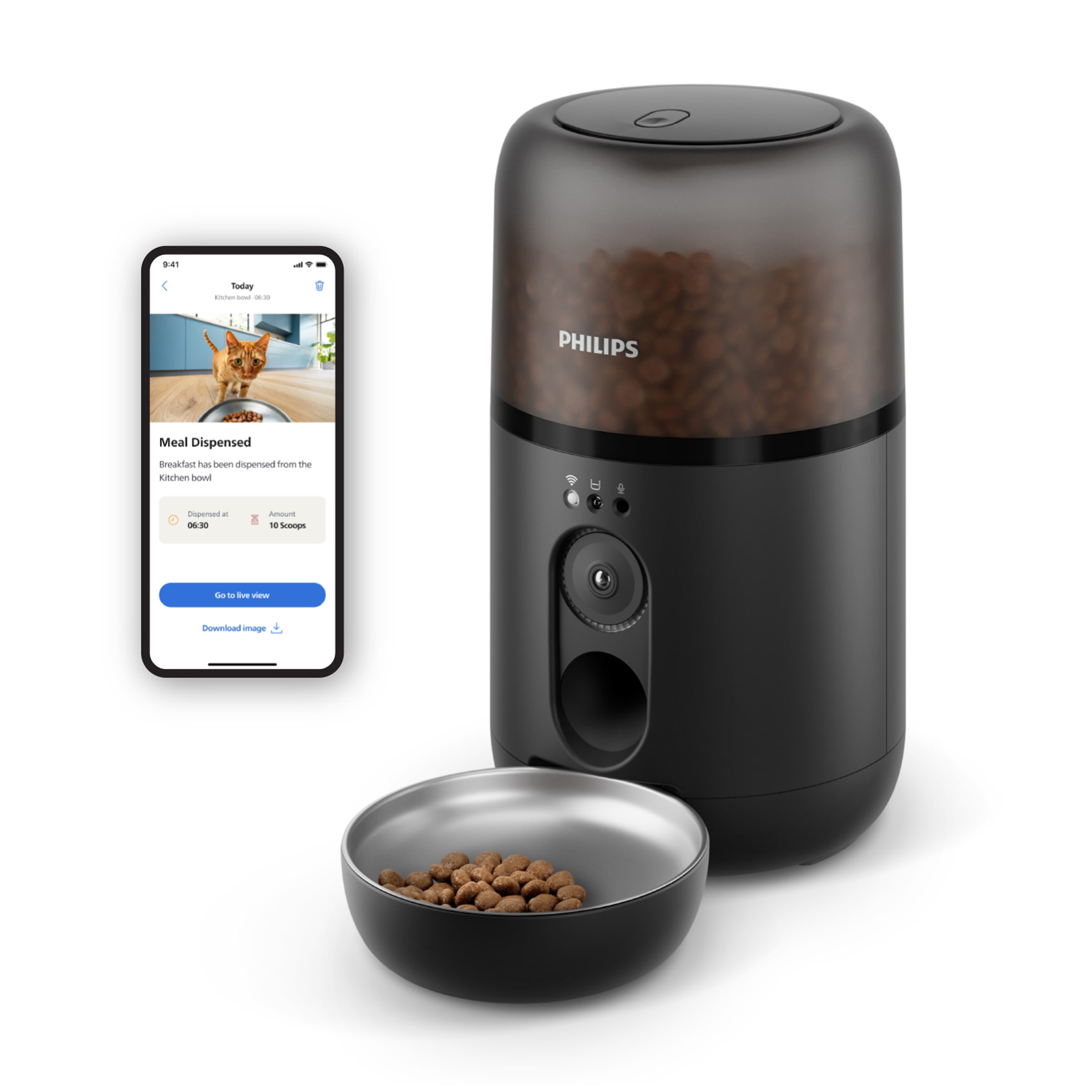 Philips Futterautomat »PAW5320/02 Pet Series, mit Kamera, 4,5l, für Katzen und kleine Hunde«,...