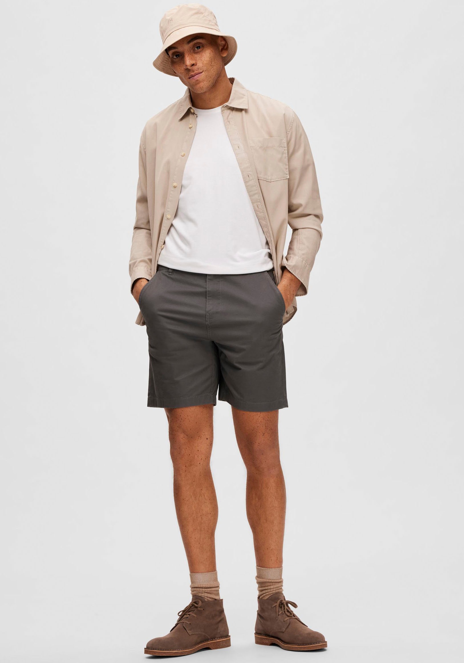 6. Bild von SELECTED HOMME Chinoshorts »SLHCOMFORT-HOMME FLEX SHORTS W NOOS«, unifarben