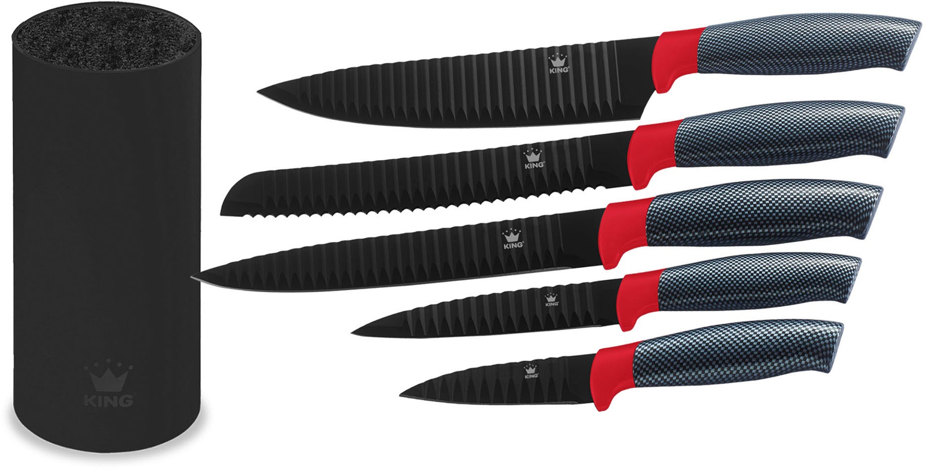 KING Messerblock »FRESHIN CARBON DESIGN RED«, 12 tlg., Edelstahl-Schüsseln günstig online kaufen