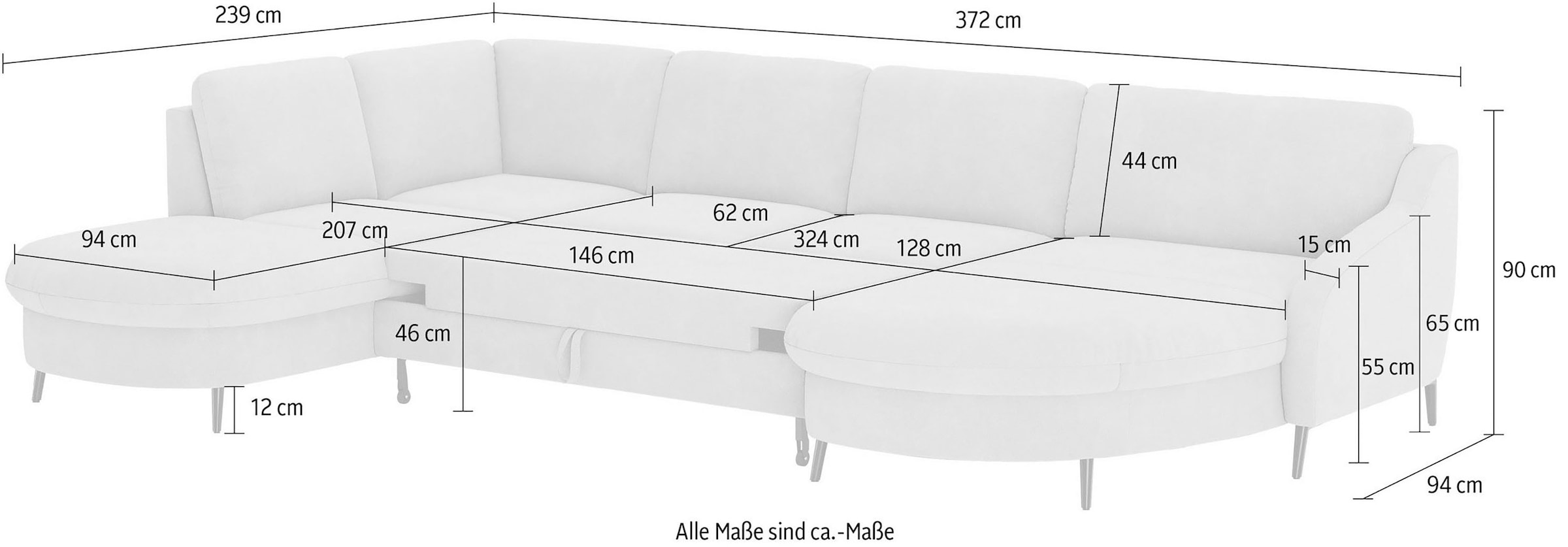 sit&more Wohnlandschaft »Soul U-Form«, wahlweise mit Bett und Bettkasten