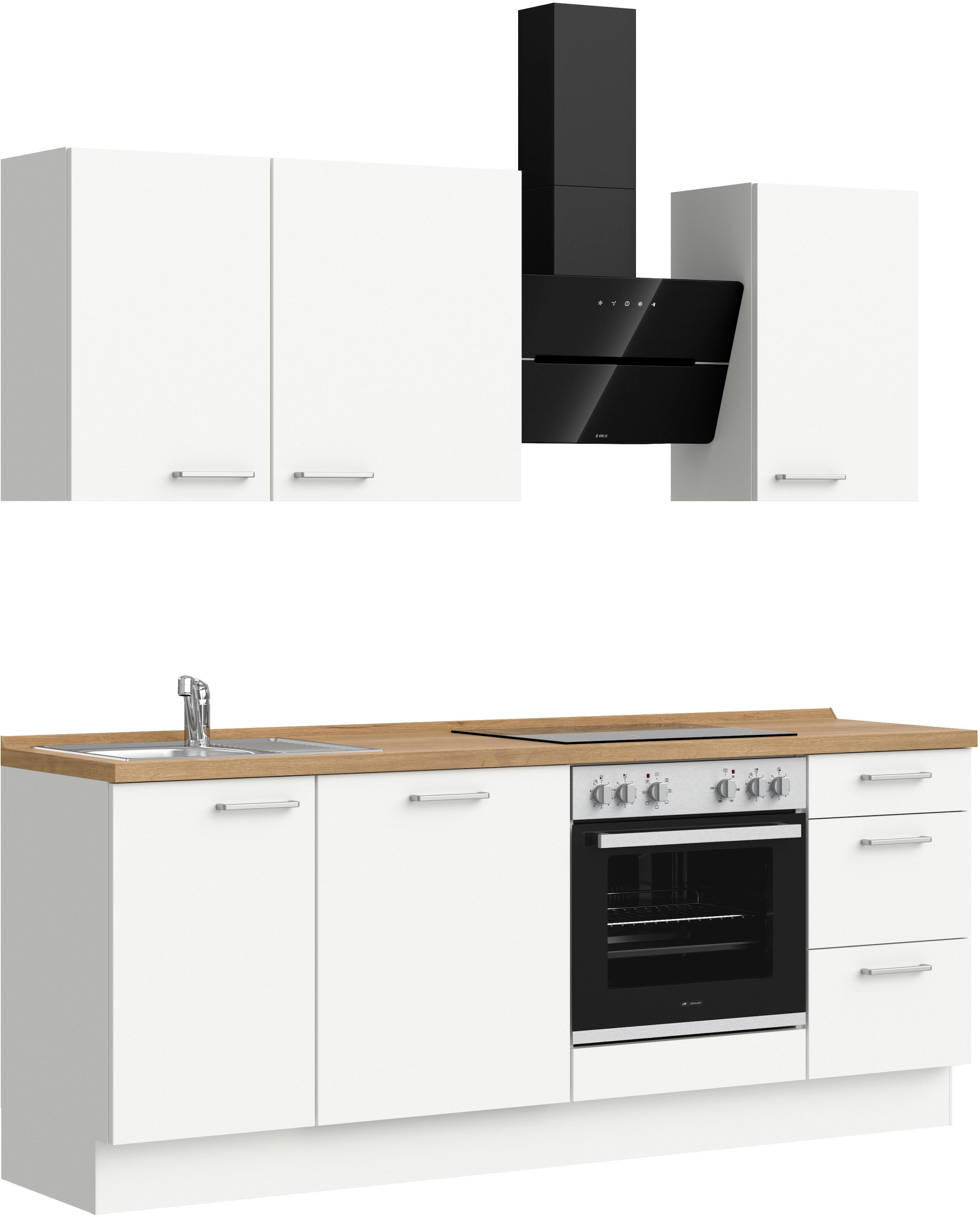 nobilia® Küchenzeile »"Touch II"«, vormontiert, Ausrichtung wählbar, Breite 210 cm, wahlw. mit E-Geräten