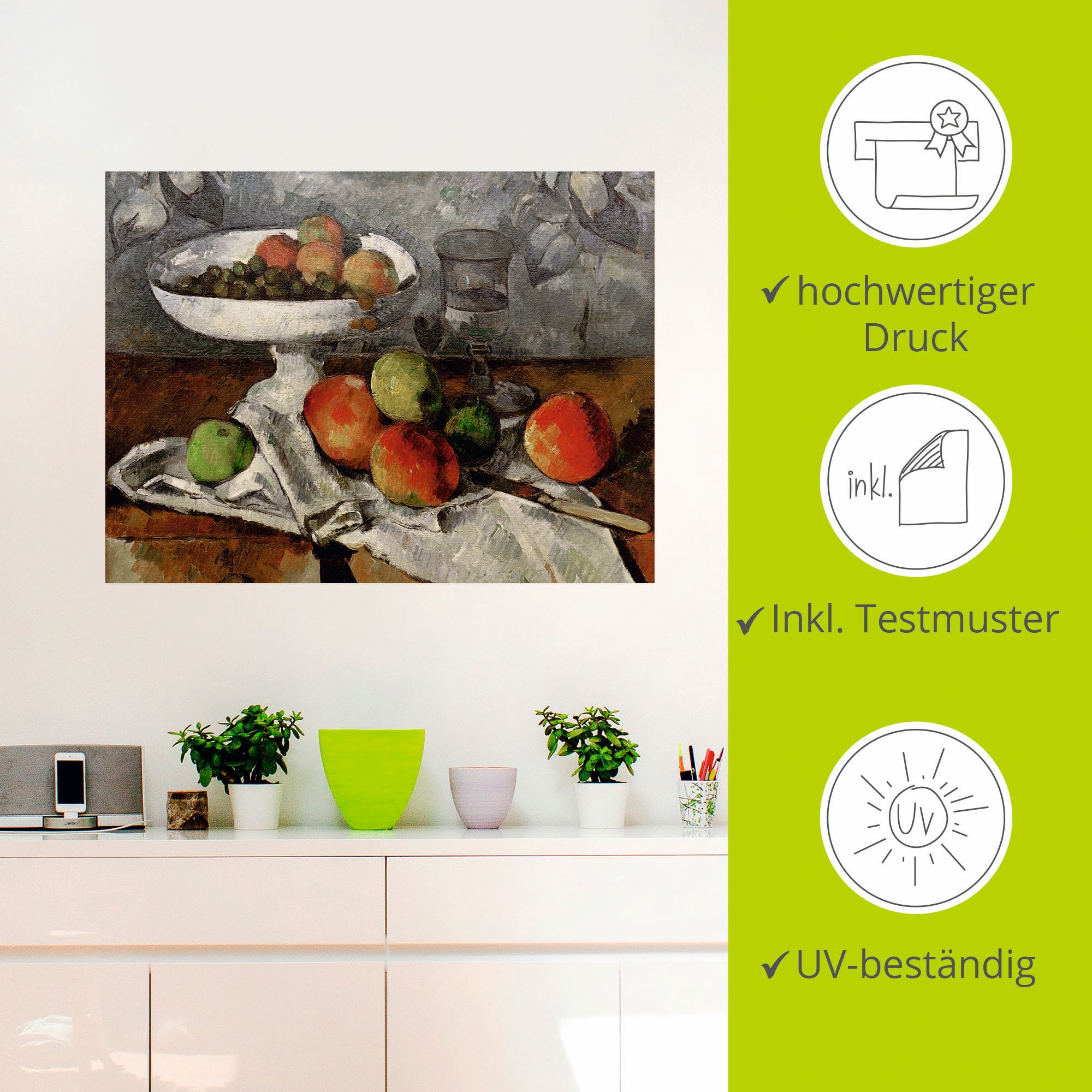 Artland Wandbild »Stillleben mit Obstschale«, Arrangements, (1 St.), als Poster, Wandaufkleber in verschied. Größen