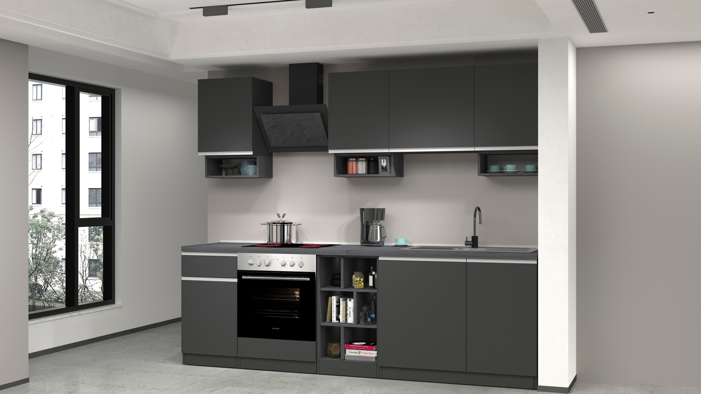 KOCHSTATION Küchenzeile »KS-Sole«, Breite 256 cm, mit Geschirr-Abtropfschrank, ohne E-Geräte