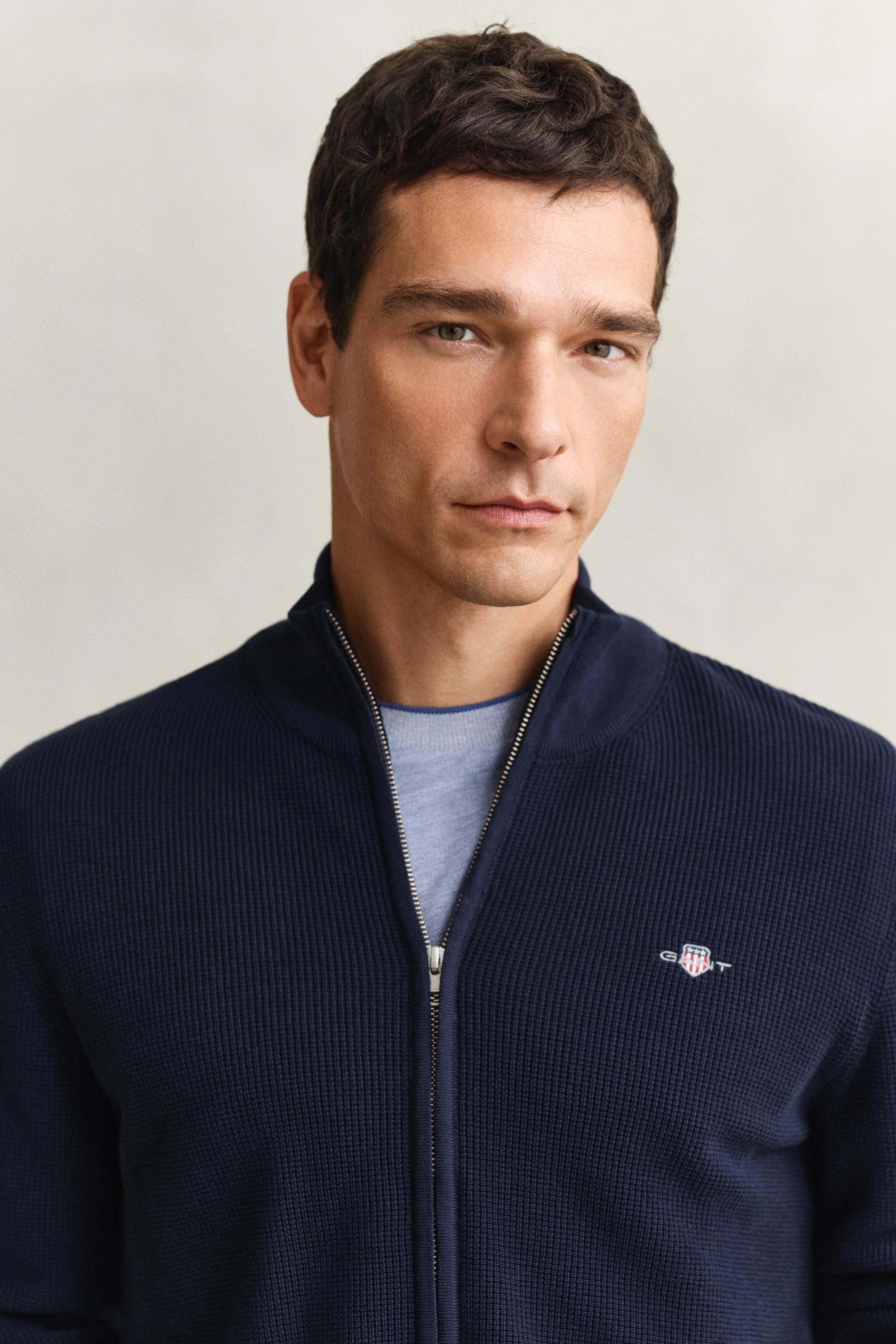 Gant Strickjacke »MICRO TEXTURED COTTON ZIP« Regular fit mit Stehkragen