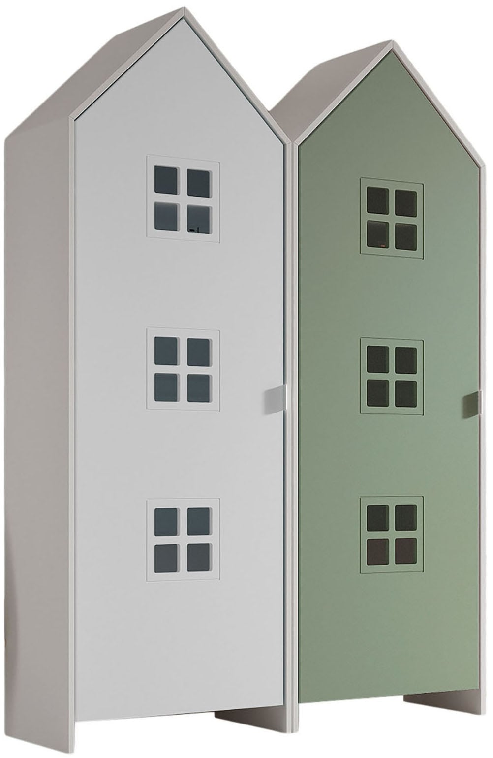 Vipack Kleiderschrank »Set Casami Bruges in trendigem Design, 2 Kleiderschränke« Schranktüren in verschiedenen Farbkombinationen und Fensteranordnungen, 2 Stk. tlg. variable Anordnung, Kleiderschränke mit Böden und Kleiderstange