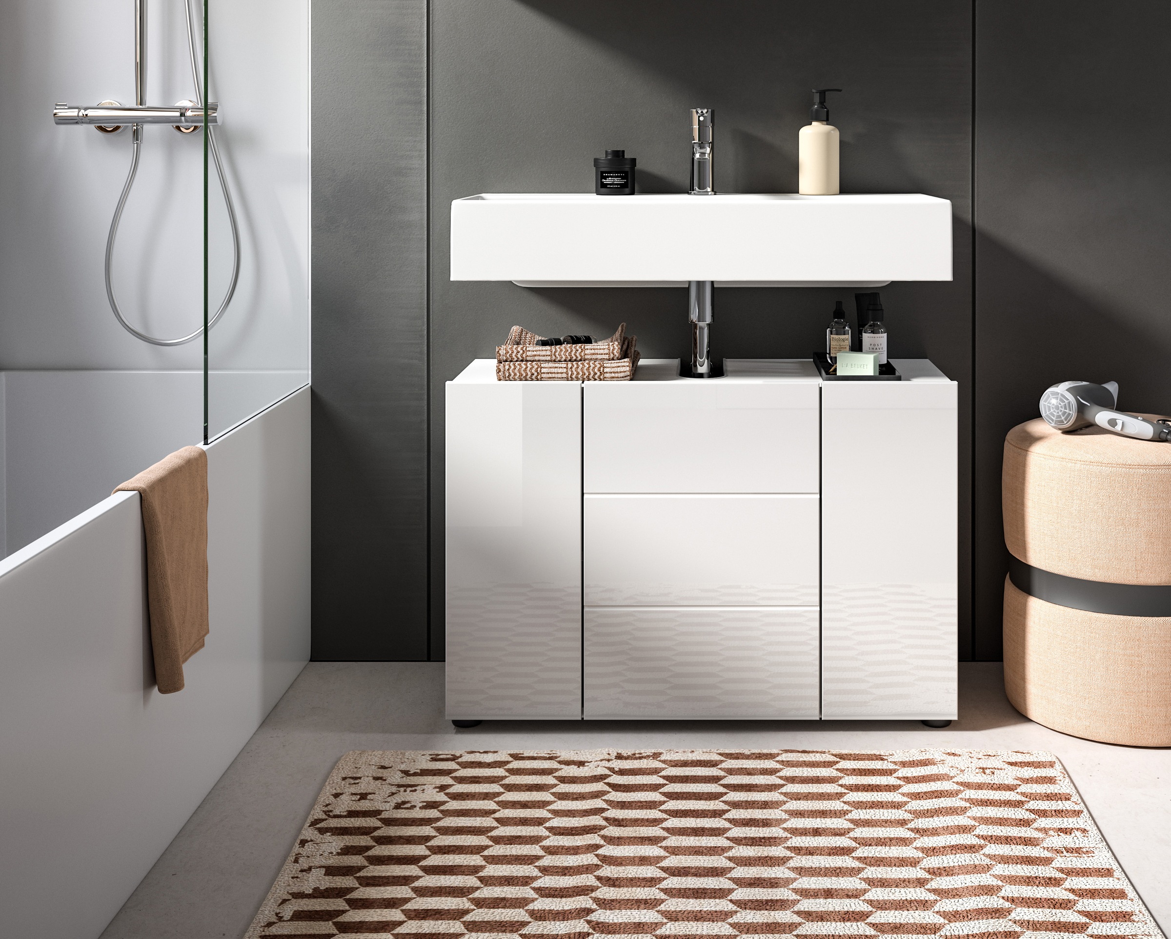 welltime Waschbeckenunterschrank »BIEL, TOPSELLER!, Breite 82 cm, 3 Türen, günstig online kaufen