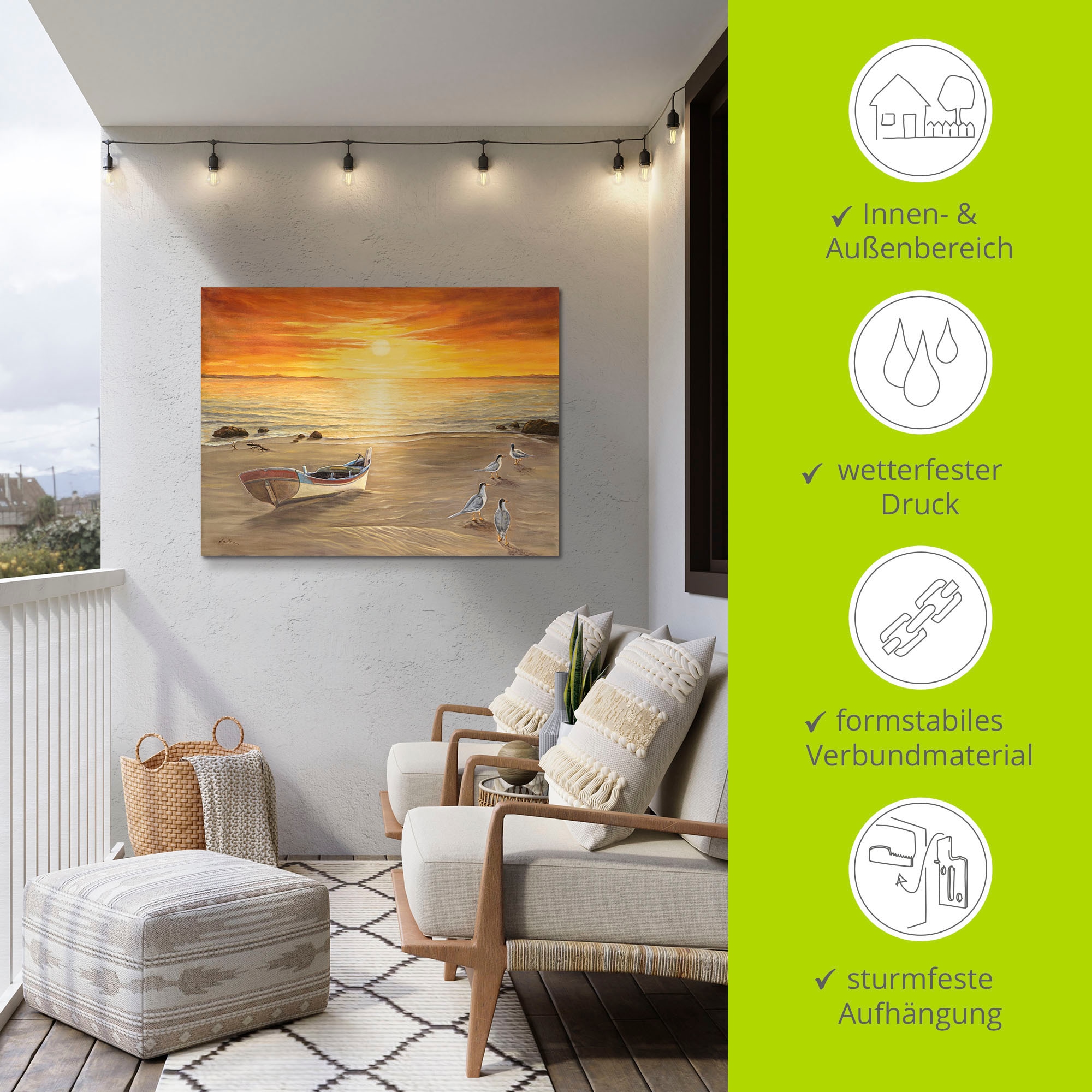 Artland Wandbild »Möwen«, Sonnenaufgang & -untergang, (1 St.), als Alubild, Outdoorbild, Leinwandbild, Poster in verschied. Größen