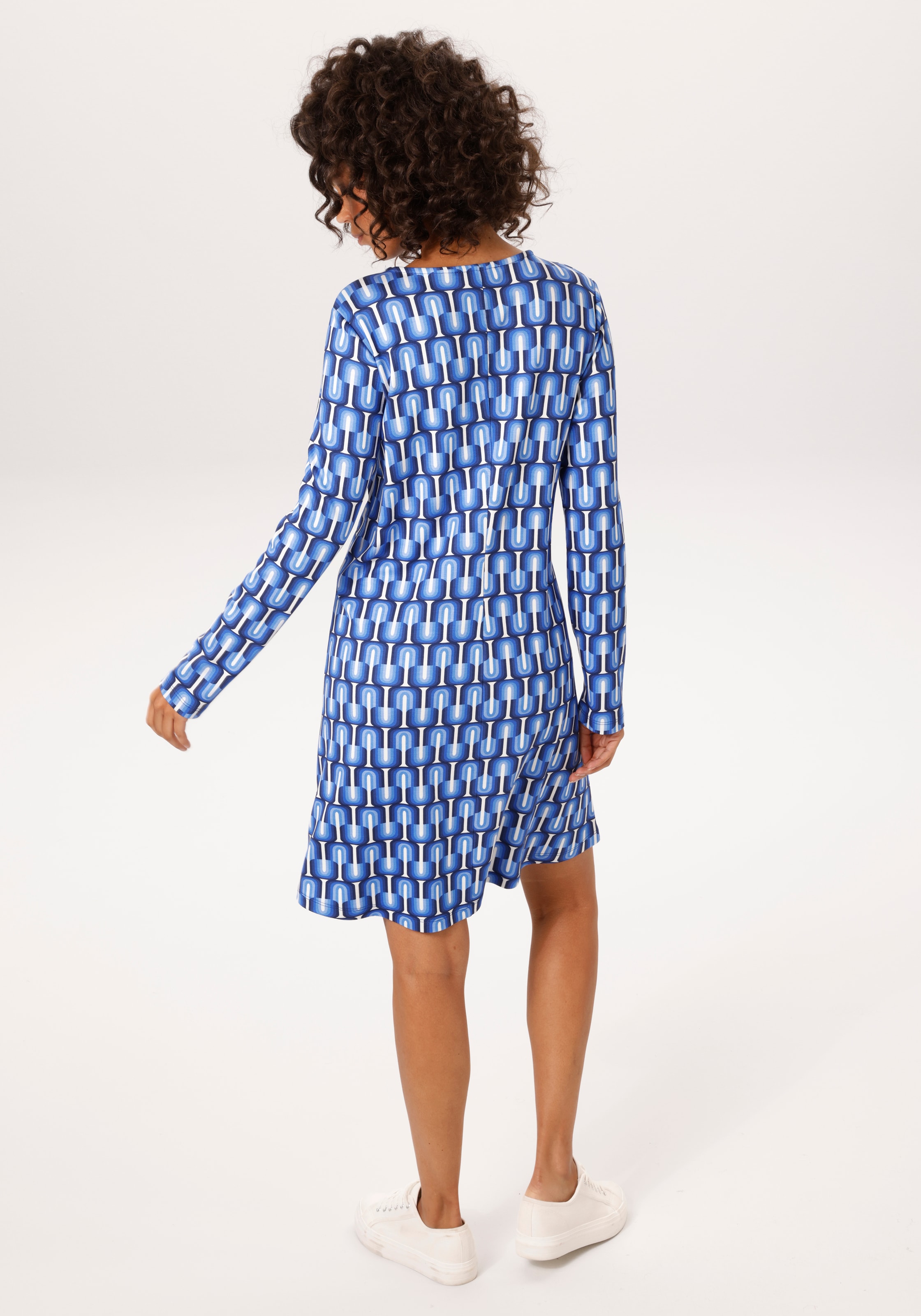 Aniston CASUAL A-Linien-Kleid mit farbharmonischem Retro-Druck