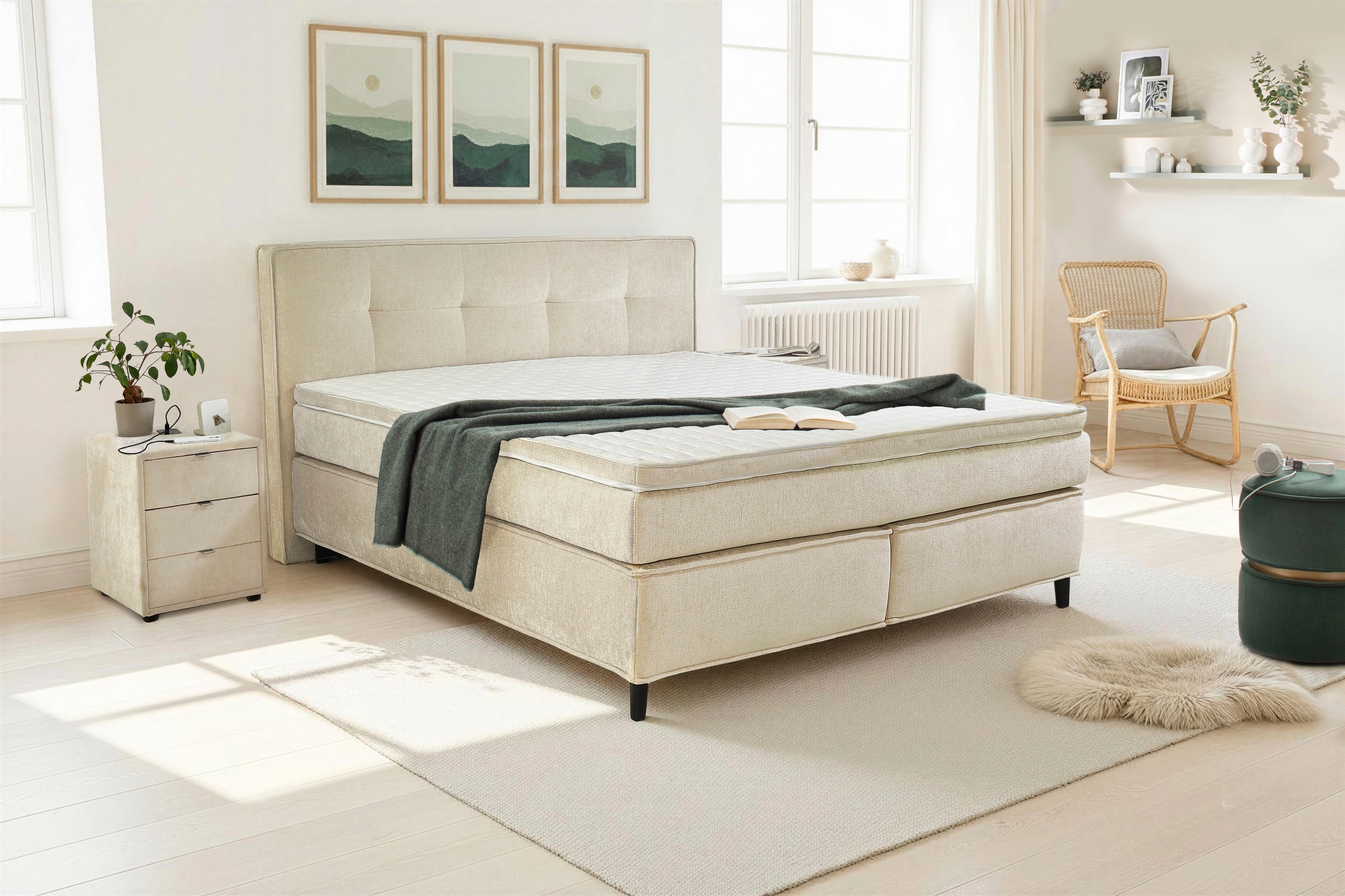 Jockenhöfer Gruppe Boxspringbett »Capello, 7-Zonen-TTFK-Matratze« KS-Topper, 160x200 cm oder 180x200 cm, verschiedene Härtegrade wählbar