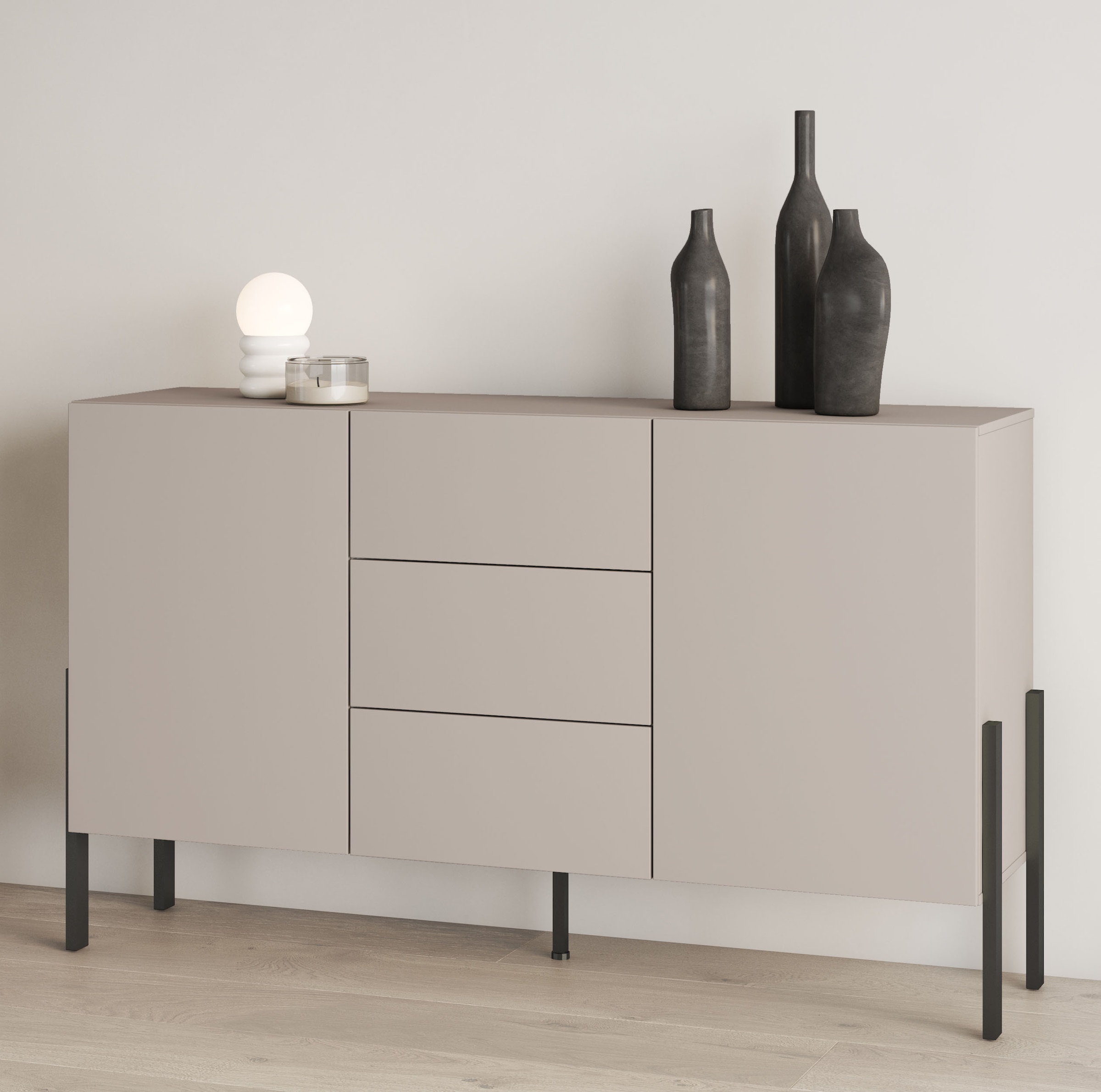 INOSIGN Sideboard »Jukon, Breite 150 bzw.180 cm, moderne grifflose Kommode«, Schubladenschrank 2 Türen/3 Schubkästen, push-to-open-Funktion