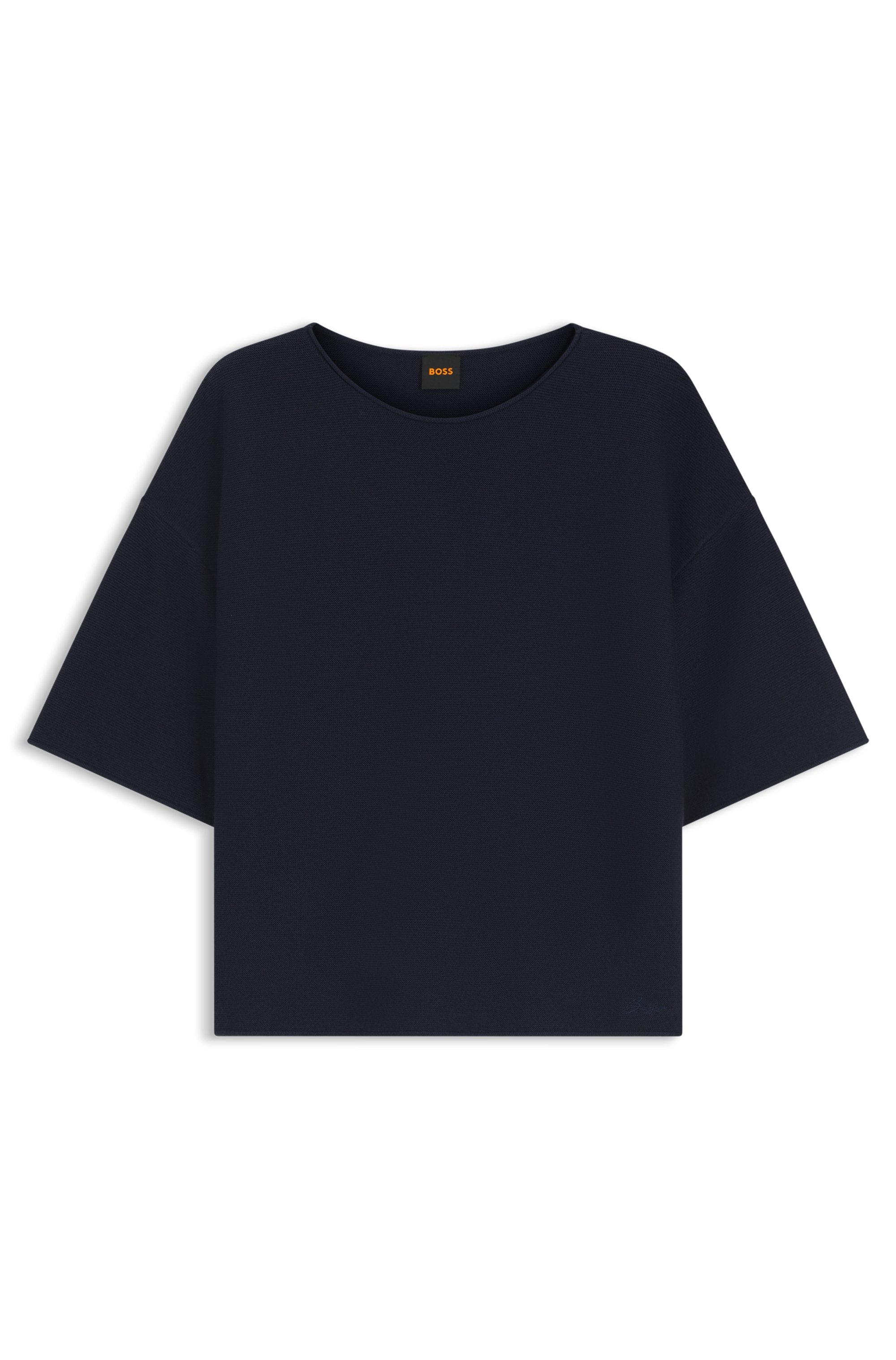 BOSS ORANGE Kurzarmpullover »Fouetta Premium Damenmode« Baumwoll-Woll-Mix, Relaxed Fit