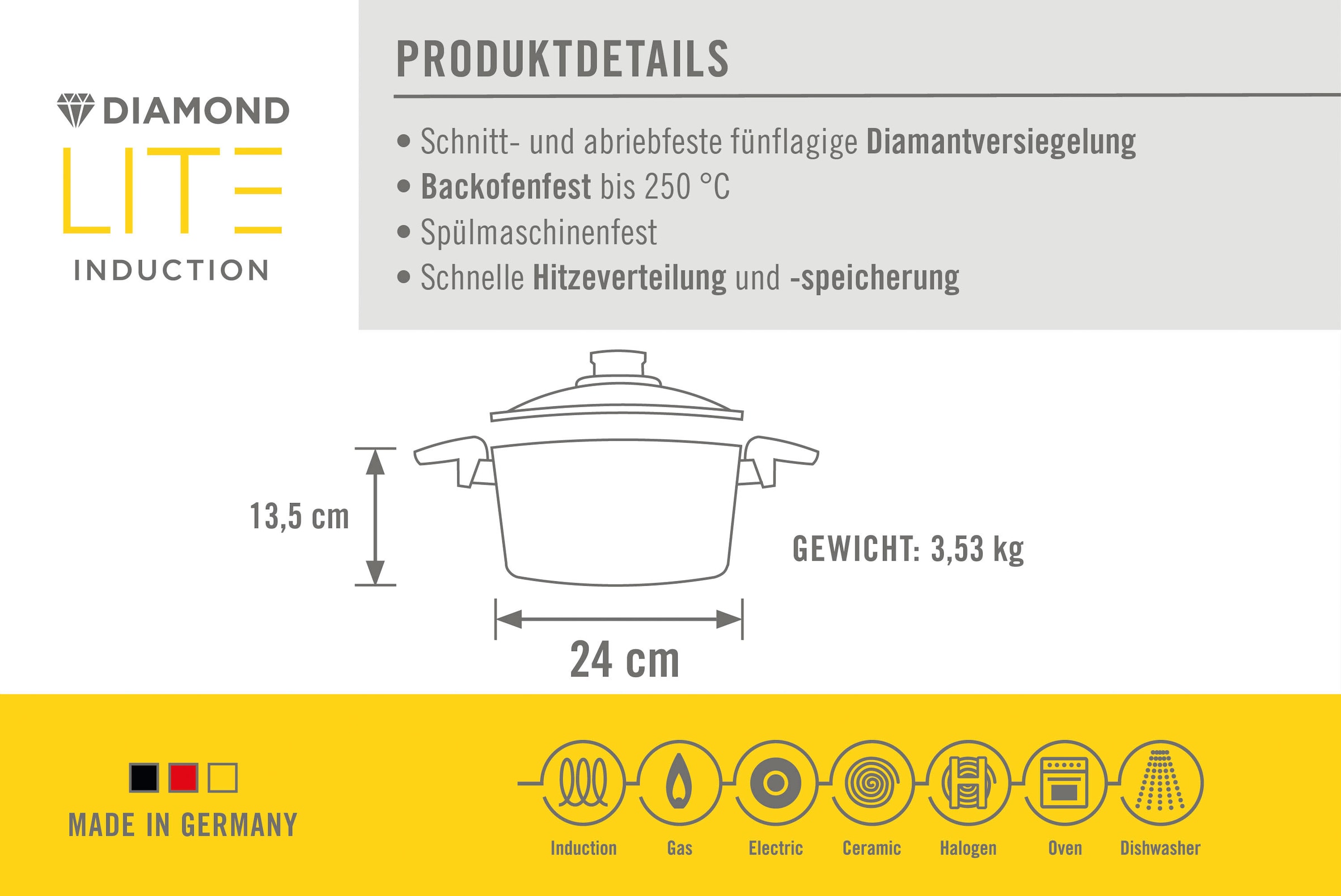 WOLL MADE IN GERMANY Kochtopf »Diamond Lite«, Aluminiumguss, (1 tlg.), Induktion, Made in Germany