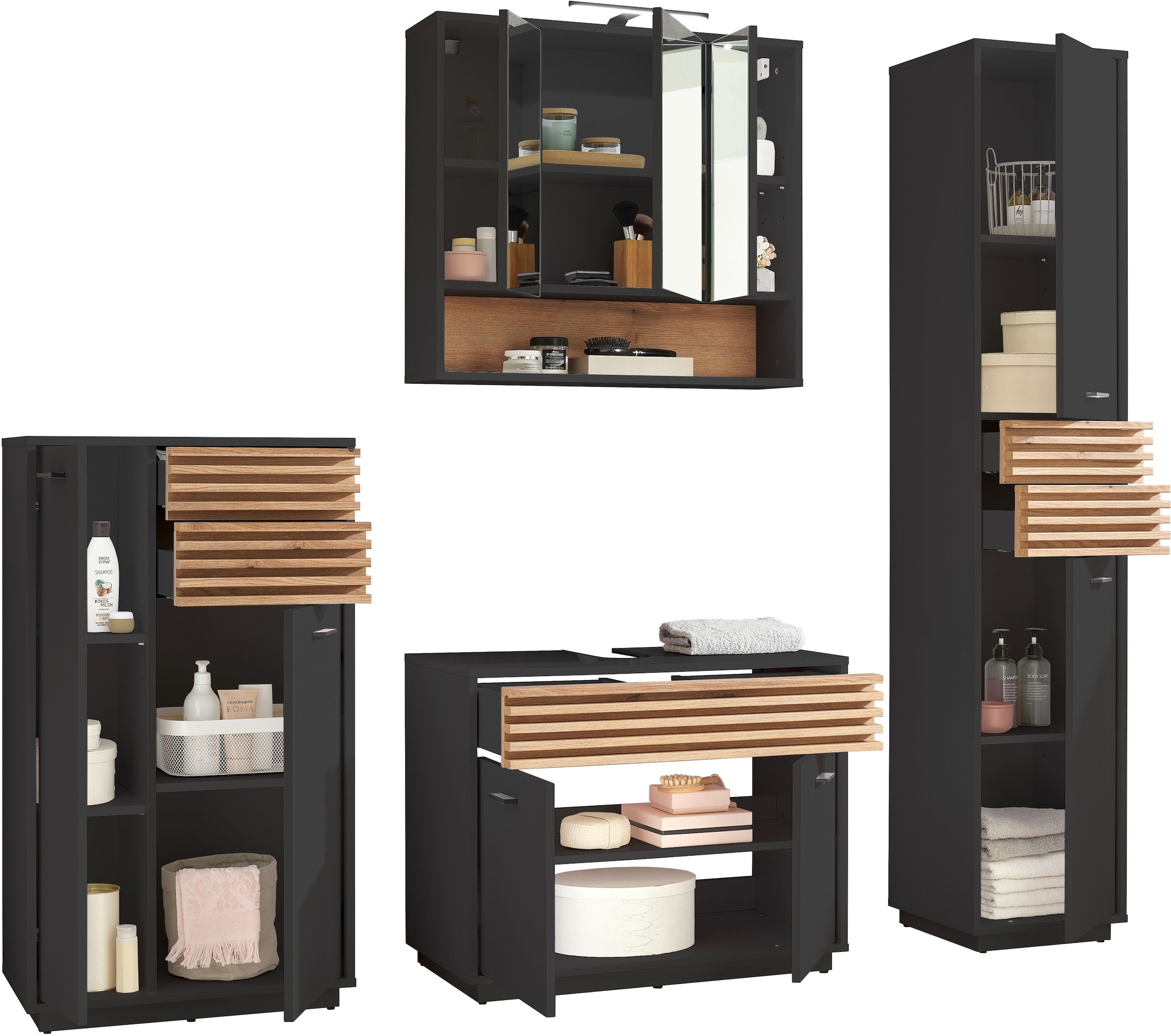 BASIC by Balculina Hochschrank »Liguria B/H/T 38x191x35 cm« 1 Stk. tlg. Breite 38cm, Unterflurauszug, FSC-Mix 70%