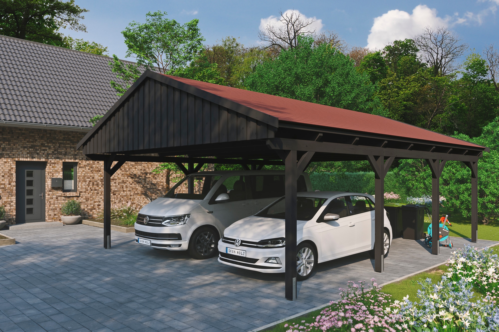 Skanholz Doppelcarport »Fichtelberg«, Holz, 574 cm, Anthrazit