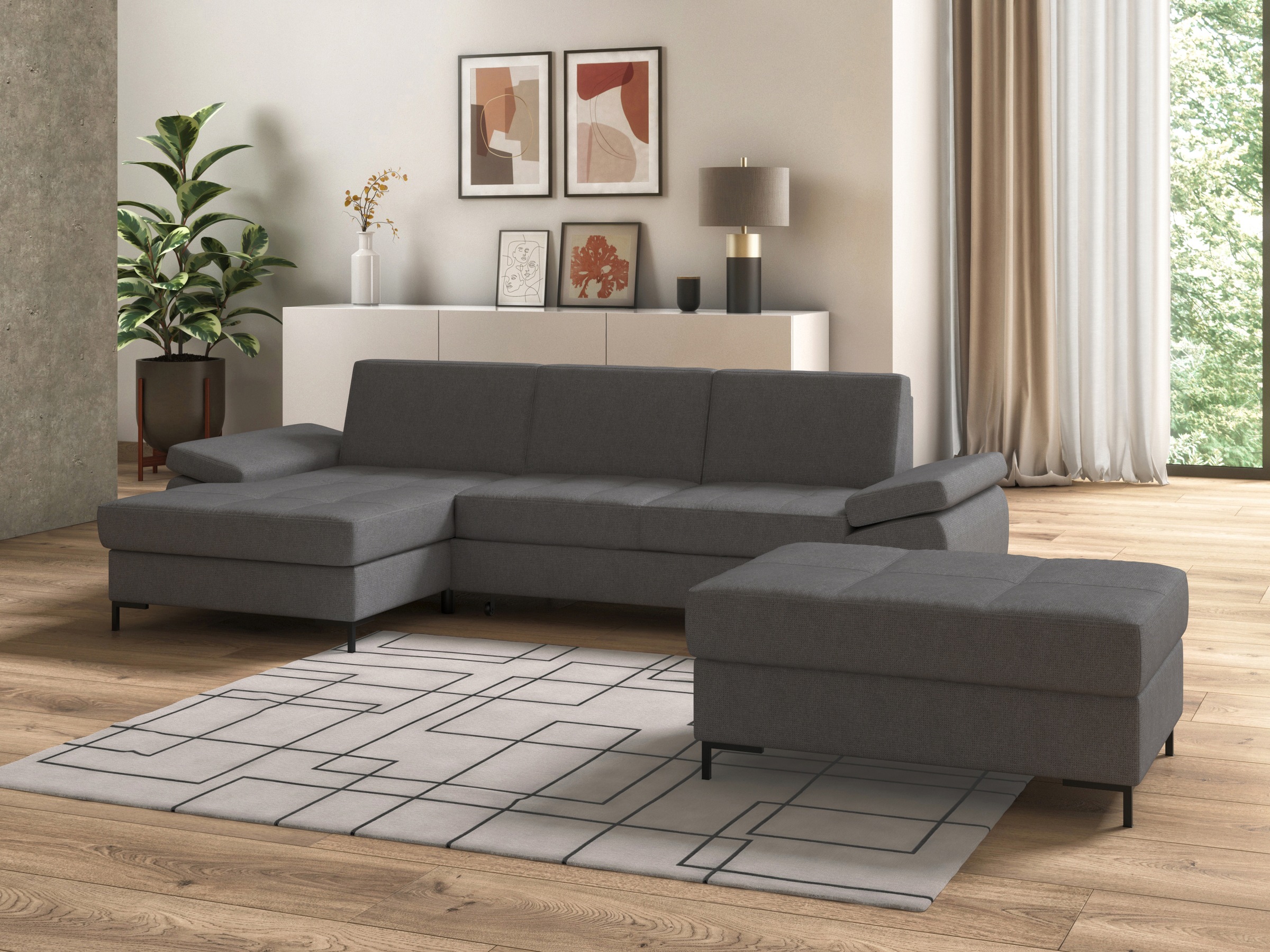 DOMO collection Ecksofa »Capelo L-Form«, mit Armteilverstellung, wahlweise mit Bettfunktion, Federkern
