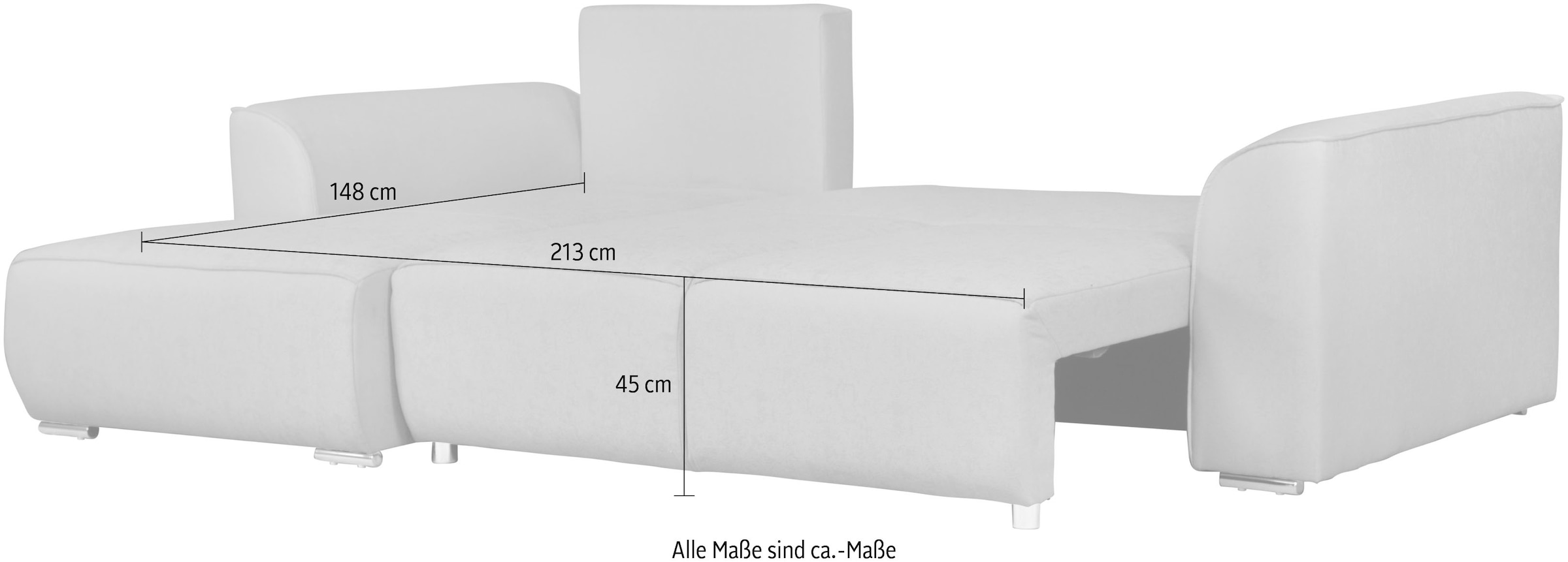 INOSIGN Ecksofa »BEATRICE optionale Schlafsofa mit Bettkasten, B/T/H: 265/170/86 cm«, L-Form, wahlweise auch mit Bettfunktion und Bettkasten