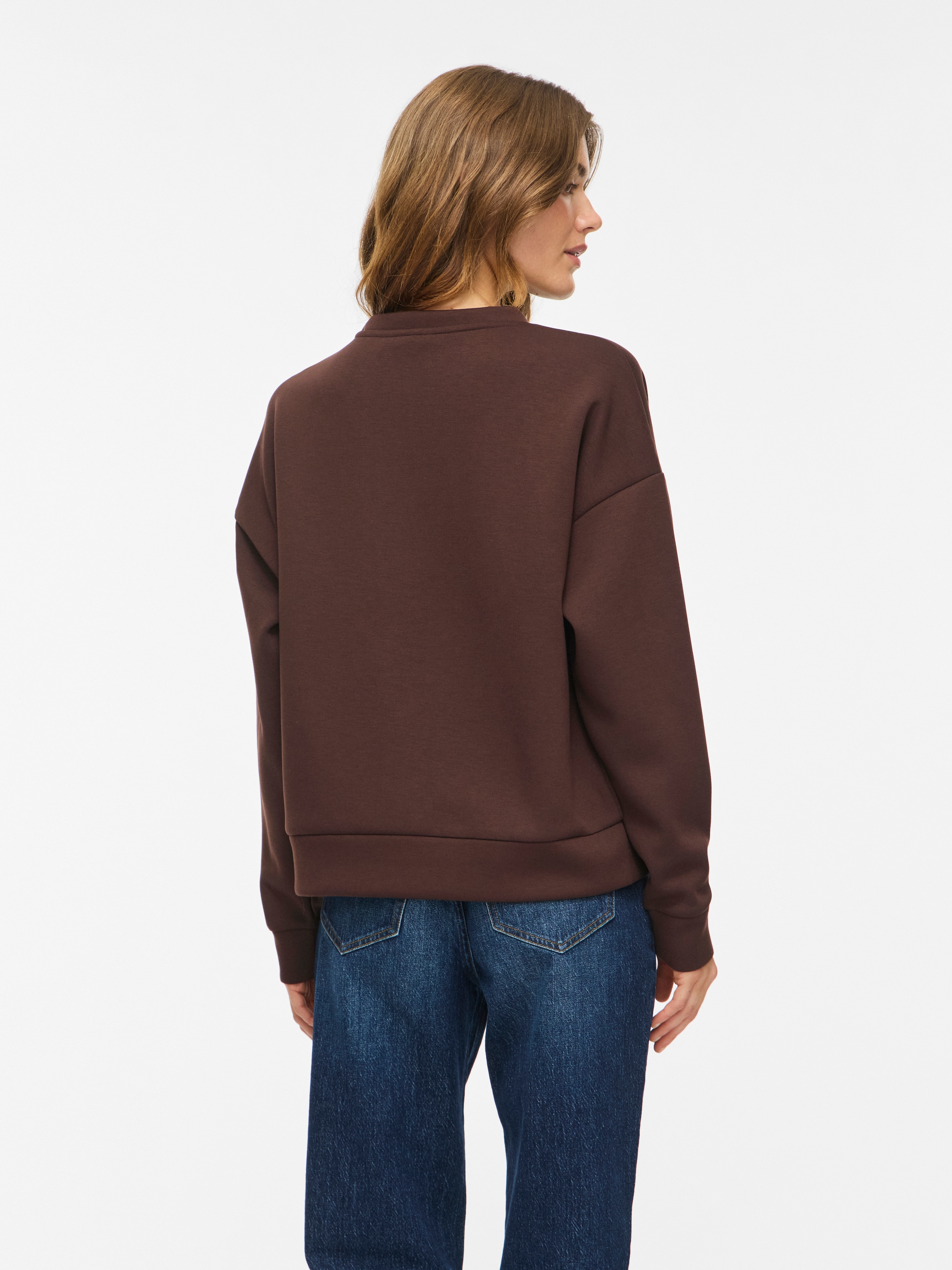 Vila Sweater »VIREFLECT MOOD EMB L/S SWEAT TOP/R/3«, Materialmix, loose fit
