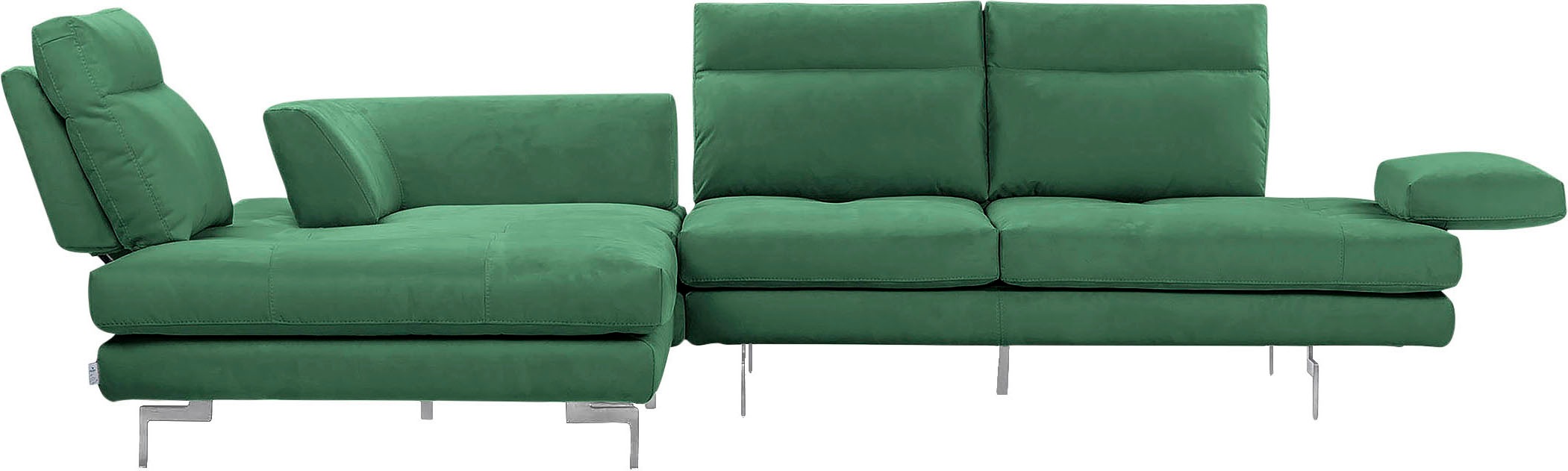 CALIA ITALIA Ecksofa »Toby Wing, L-Form, Designsofa mit sensationellem Sitzkomfort«, Sitztiefenverstell.,wahlw. mit Kissen-Set, Füße chrom glänzend