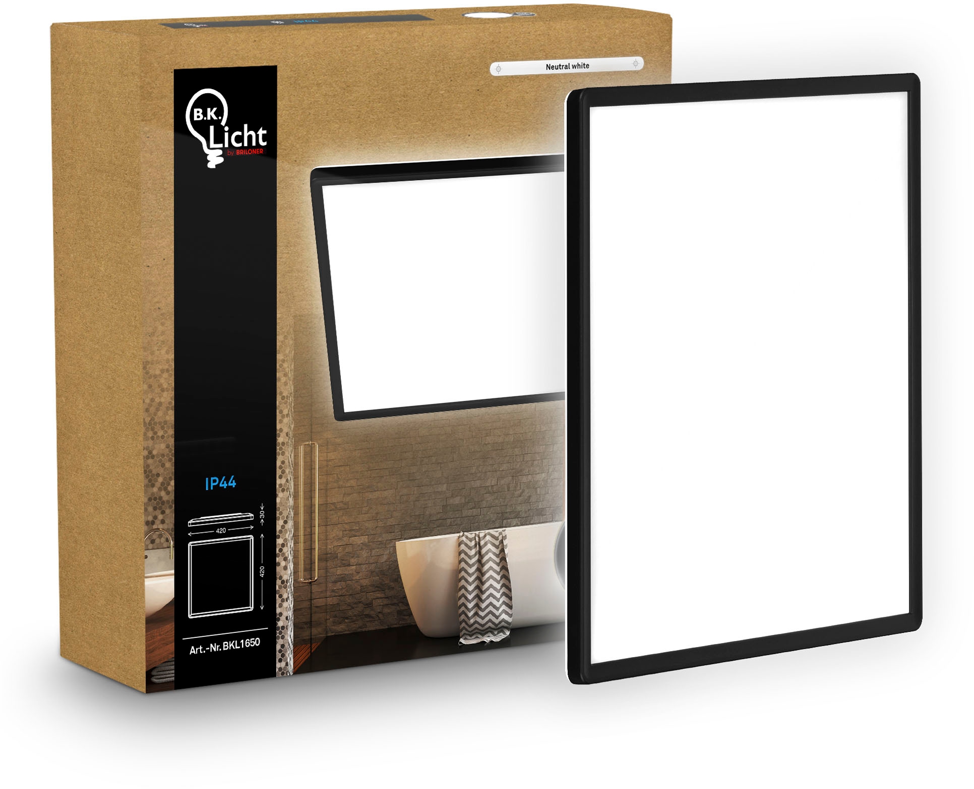 B.K.Licht LED Panel »SHALLOW« LED-Board 1 Stk. Neutralweiß 42x42x3 cm, Badlampe, Badezimmer, Küche, Wohnzimmer