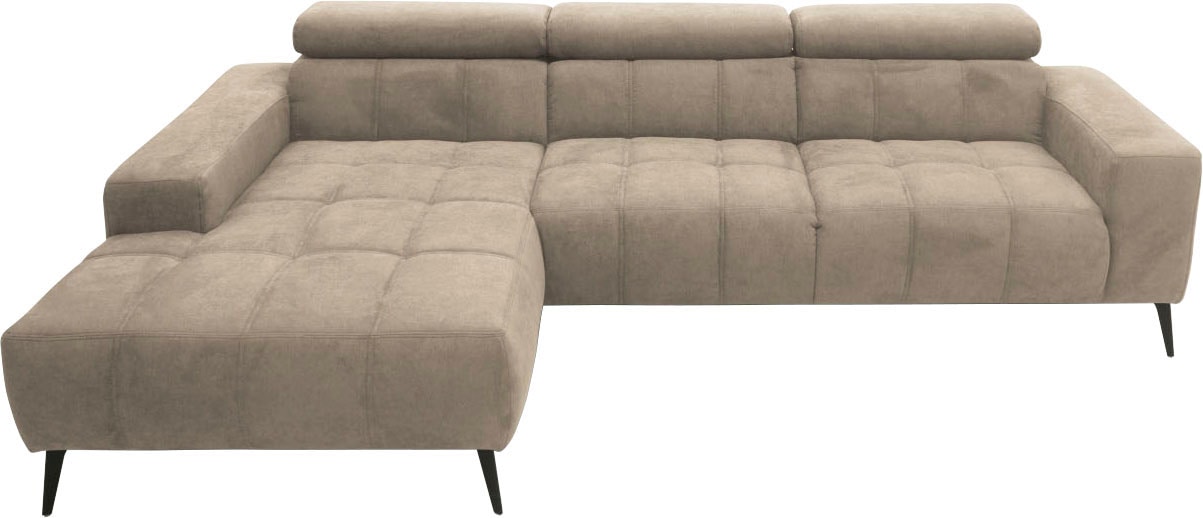 DOMO collection Ecksofa »Trento L-Form, mit Kufenfuß oder Einzelfuß«, wahlweise mit Kopfteilverstellung, Recamiere links/rechts bestellbar