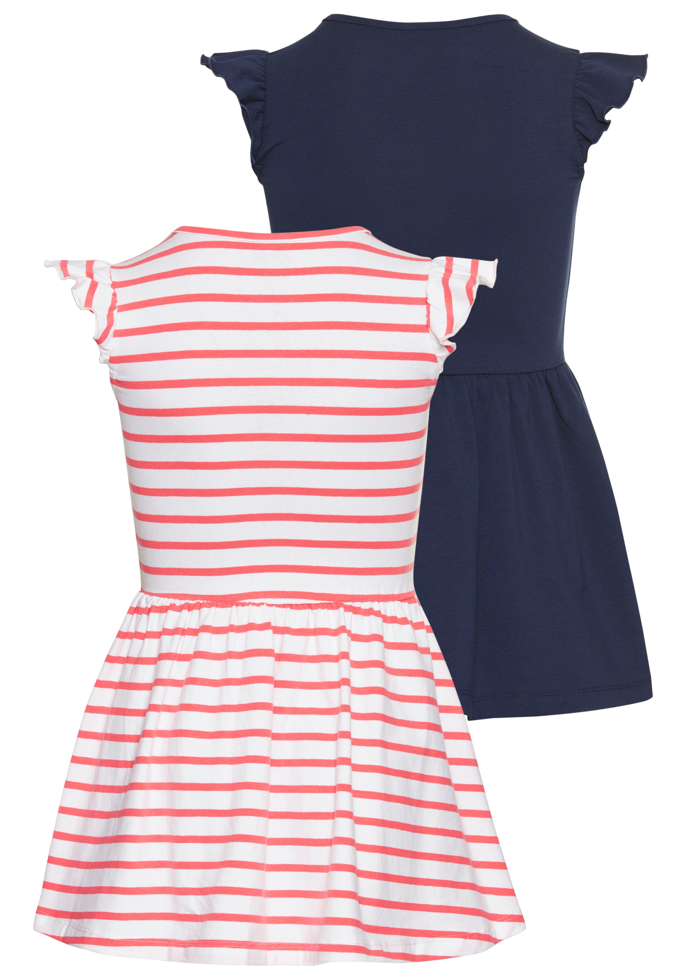 KIDSWORLD Jerseykleid »2er Pack Shirtkleider«, (Packung, 2 tlg.), 1x uni und 1x geringelt