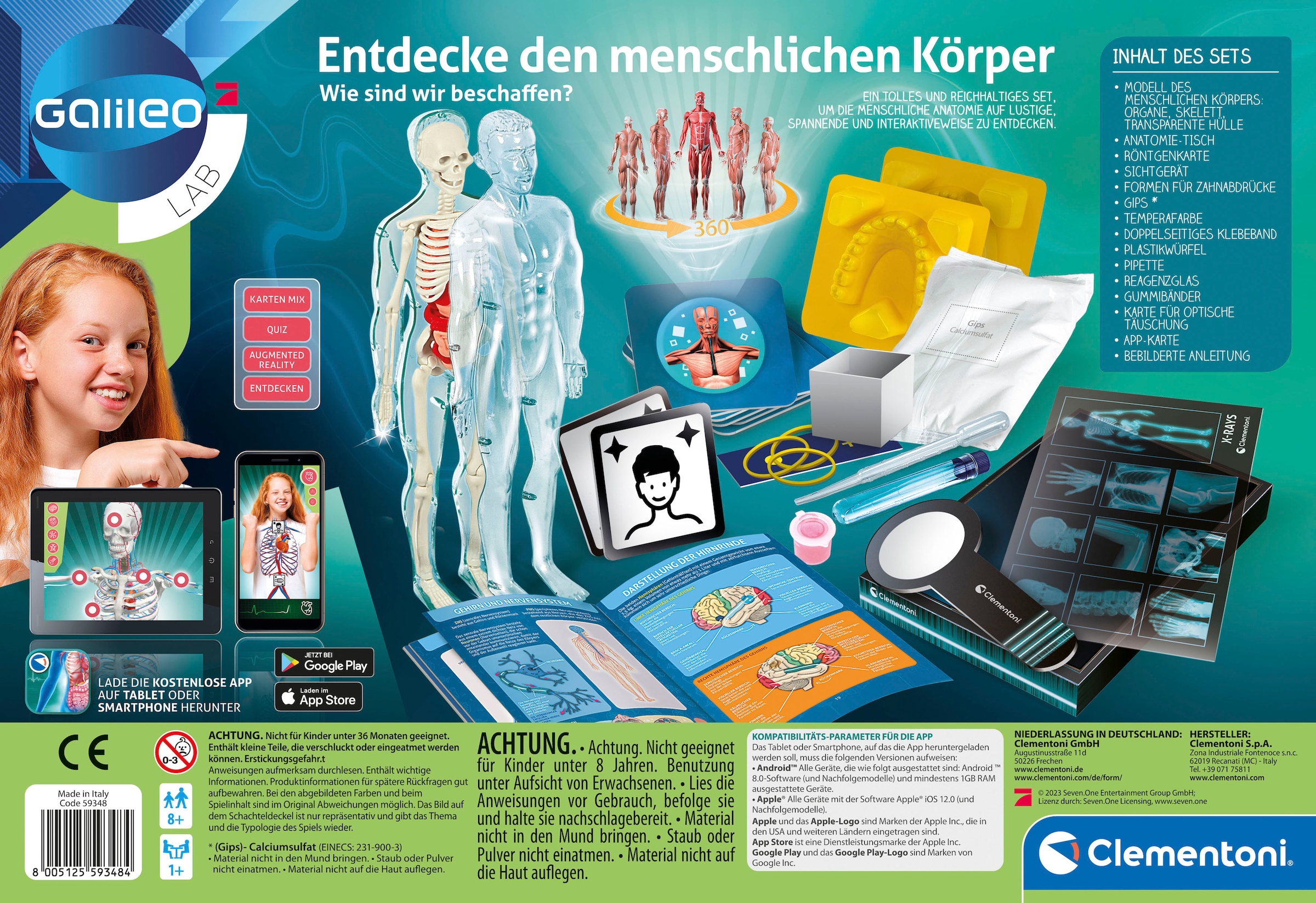 Clementoni® Experimentierkasten »Galileo, Entdecke den menschlichen Körper«, Made in Europe