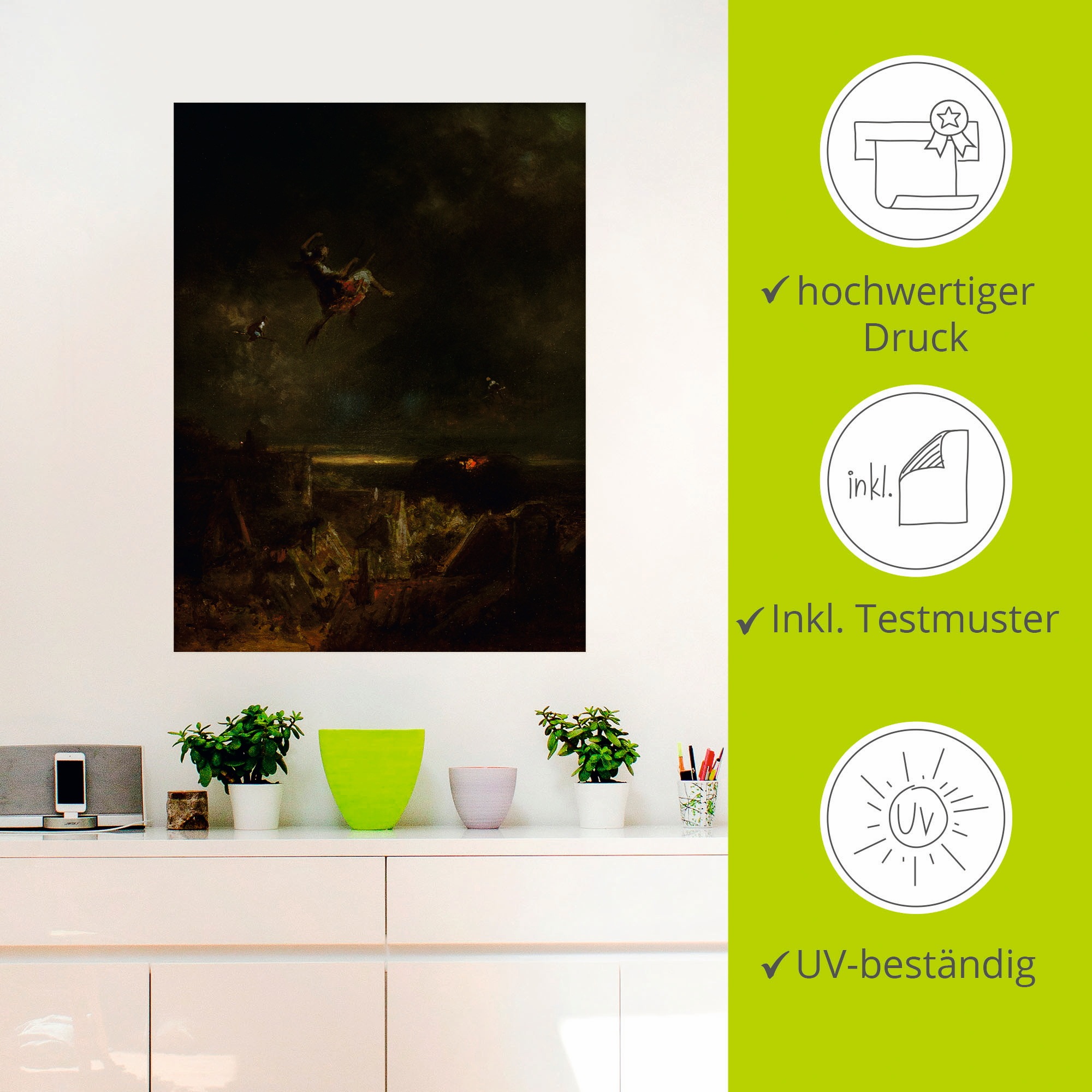 Artland Wandfolie »Hexenritt Um 1875«, Dark Fantasy, (1 St.), selbstklebend