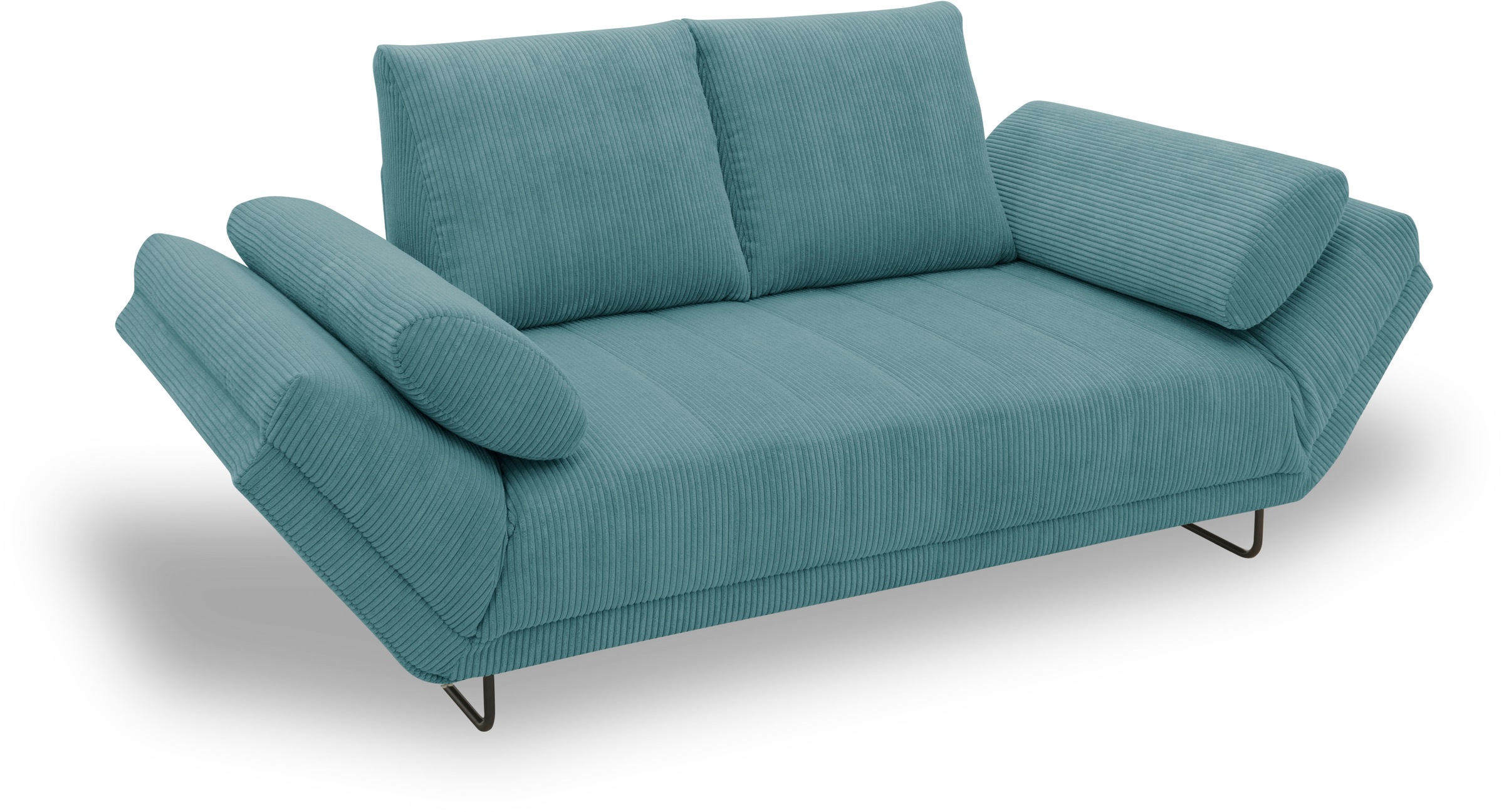 INOSIGN Schlafsofa »Jadelyn mit klappbaren Armlehnen,«, Federkern, Cord-Bezug, incl. 2 Armlehnkissen, Liegefläche 97x250 cm