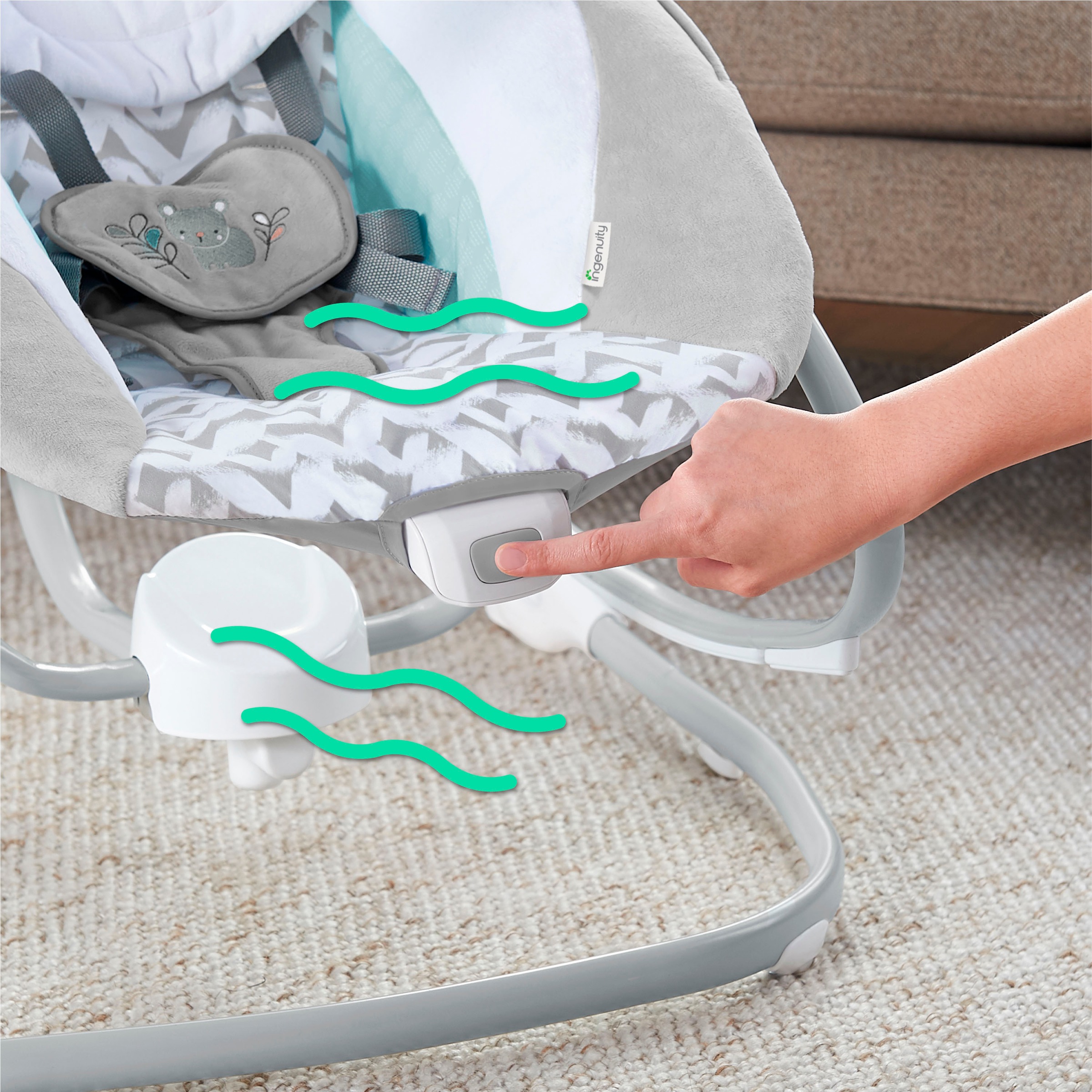 ingenuity Babywippe »SimpleComfort Compact Soothing Swing & Rocker - Raylan«, mit Sound-Effekt
