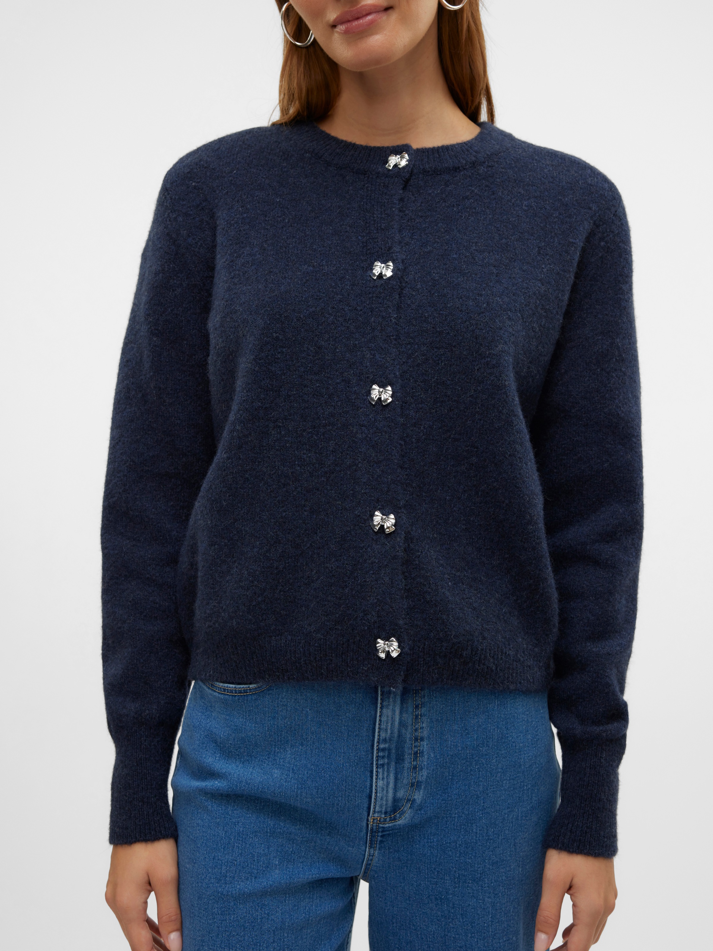 Vero Moda Strickjacke »VMFIONA LS SHORT BUTTON CARDIGAN GA BOO«, mit Knopfleiste