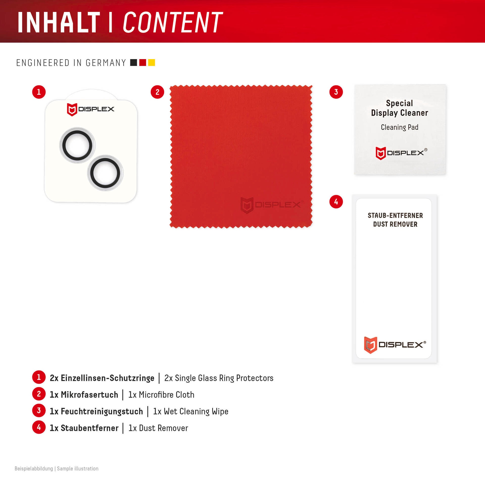 Displex Kameraschutzglas »Camera Lens Glass Single Glass Ring Protector« für Apple iPhone 15;Apple iPhone 15 Plus Packung, 2x Einzellinsen-Schutzringe,  Objektivschutz, Kameraschutz, kratz- & stoßfest