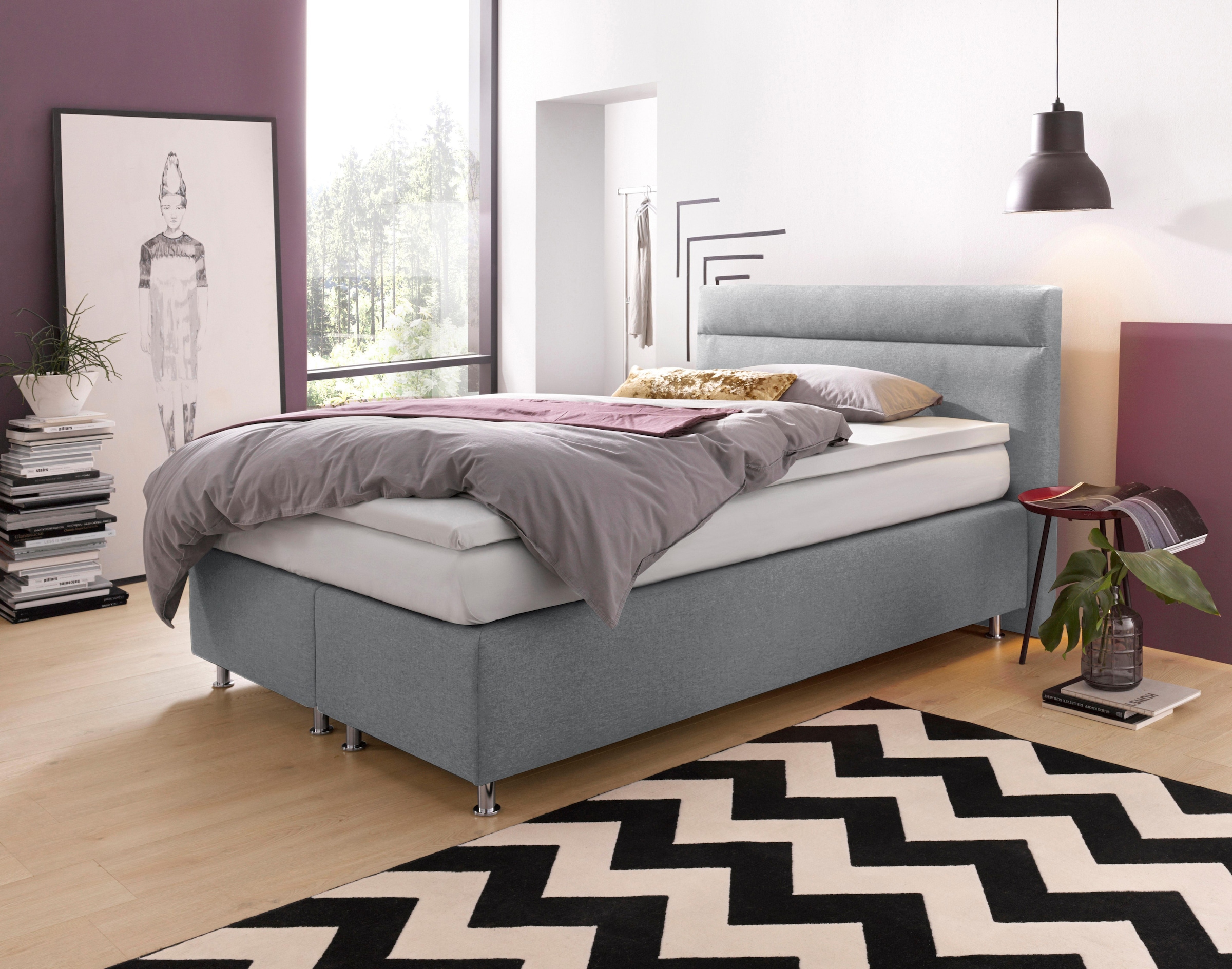 Black Boxspringbett wahlweise mit LED-Beleuchtung günstig online kaufen