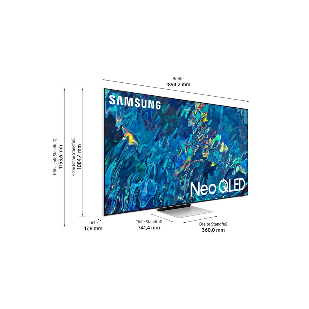 Samsung QLED-Fernseher »85" Neo QLED 4K QN95B (2022)«, 214 cm/85 Zoll, 4K Ultra HD, Smart-TV-Google TV, Quantum Matrix Technologie mit Neural Quantum Prozessor 4K-Quantum HDR 2000-Ultimate UHD Dimming Plus