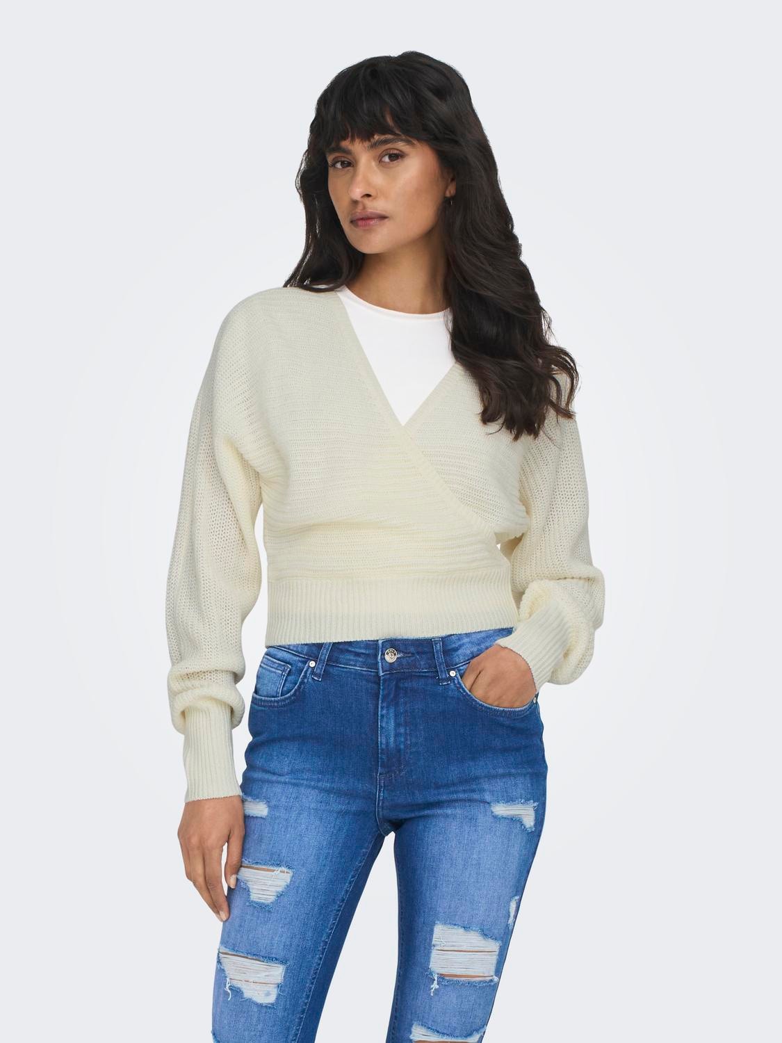 ONLY V-Ausschnitt-Pullover »ONLELINA LS V-NECK PULLOVER EX KNT«
