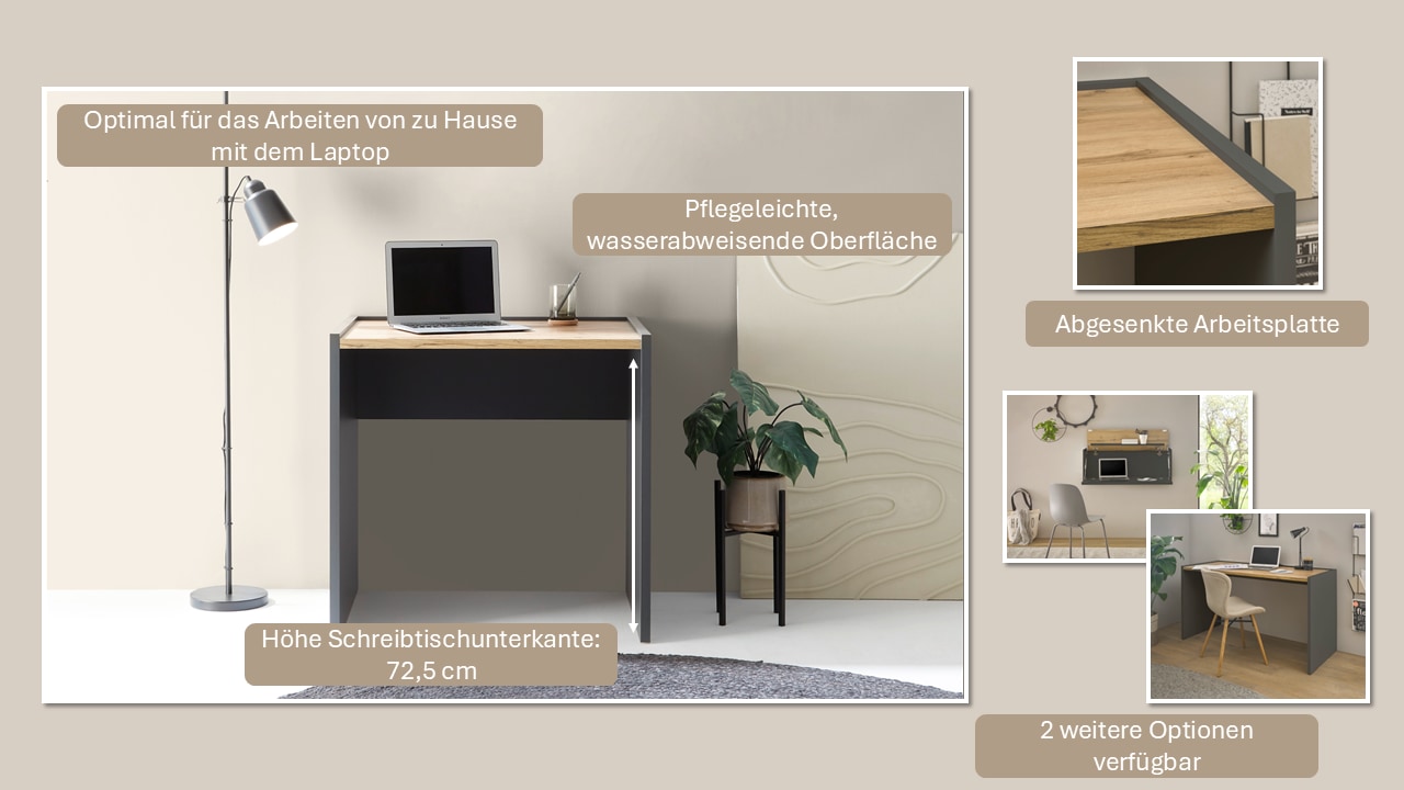 INOSIGN Büromöbel-Set »CITY/GiRON, modernes Design, Homeoff., Büro in zwei Farben/Wotan Eiche«, (Set, 2 tlg.), enthält Schreibtischunterschrank, Schreibtisch, wohnliches Home Office