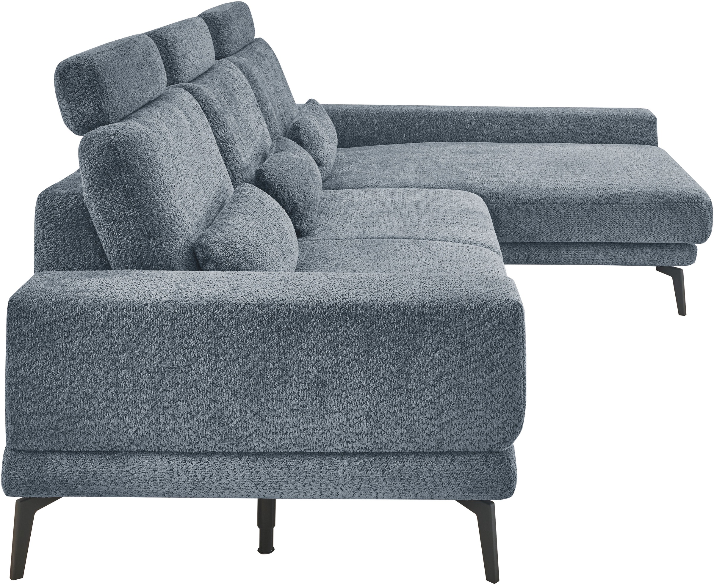 set one by Musterring Ecksofa »SO 3600, inkl motor. Sitztiefenverstellung, Kopfstützen, Nierenkissen«, Sitzhöhe 44 cm, Kaltschaum, Breite 293 x Tiefe 180 cm, Kama blue