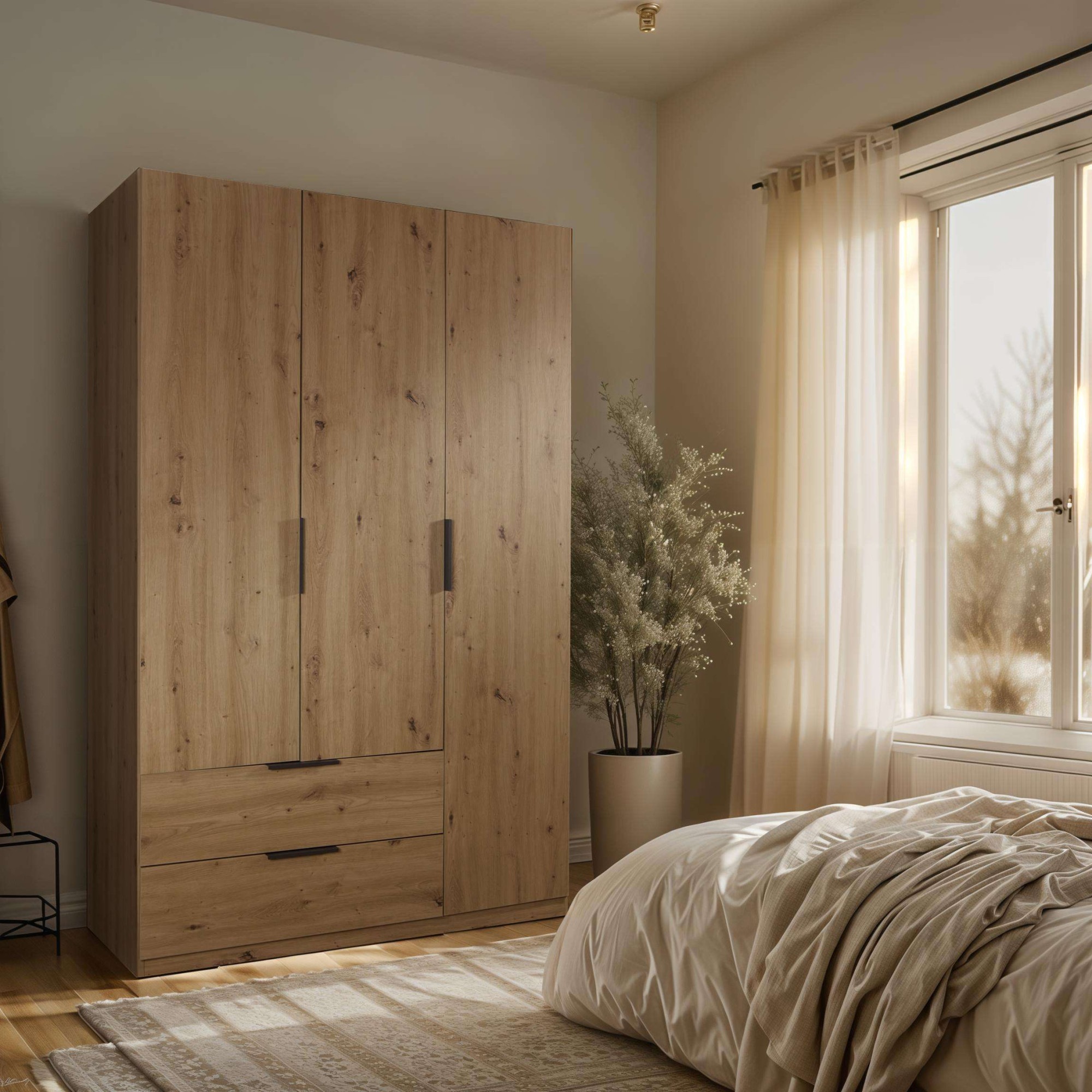 Composad Garderobenschrank »Espresso,Kleiderschrank, Raumsparschrank, Multifunktionsschrank«, (1 St.), mit 3 Türen und 2 breiten Schubladen