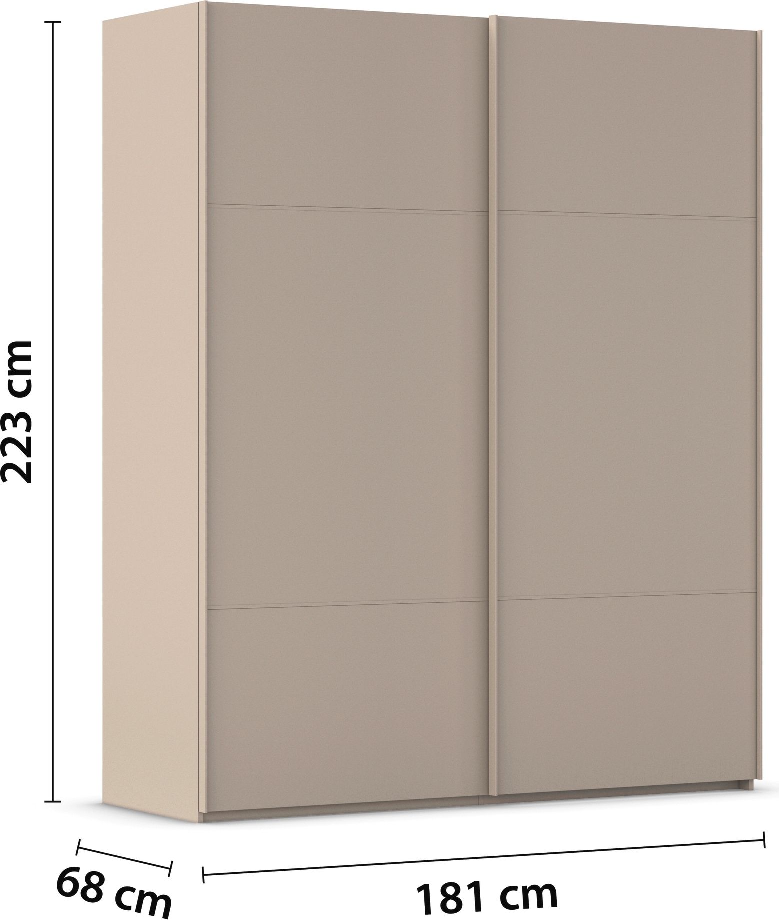 rauch Schwebetürenschrank »Kleiderschrank Schrank Garderobe Schlafzimmerschrank SCALE-TRIO«, edle dreigeteilte Front, 2 Zierleisten in Griff-Farbe MADE IN GERMANY