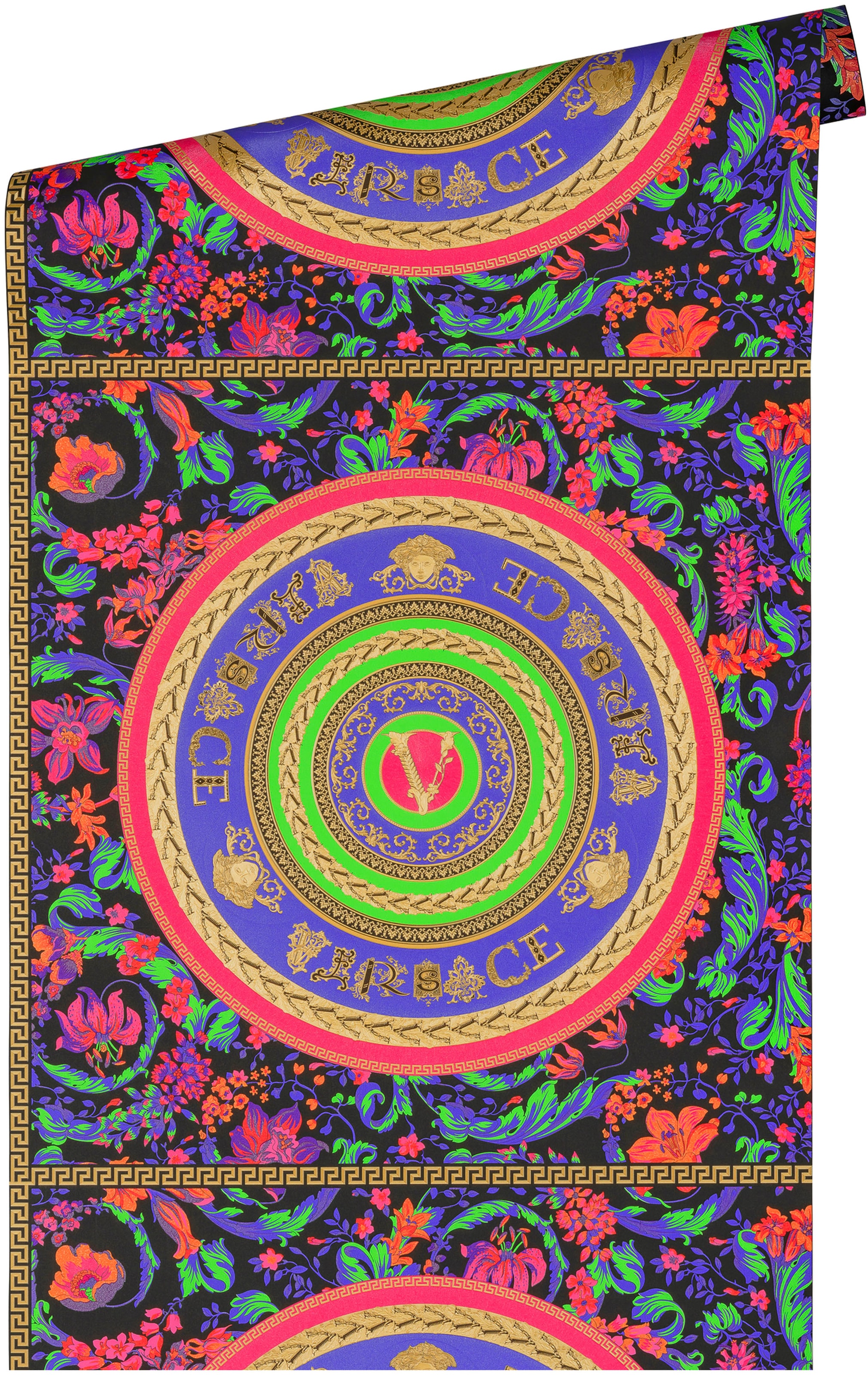 Versace Vliestapete »Wallpaper Versace 5 Floral Design«, leicht glänzend-gemustert-abstrakt, Designertapete auffallende Fliesen-Tapete Tapeten Wohnzimmer modern