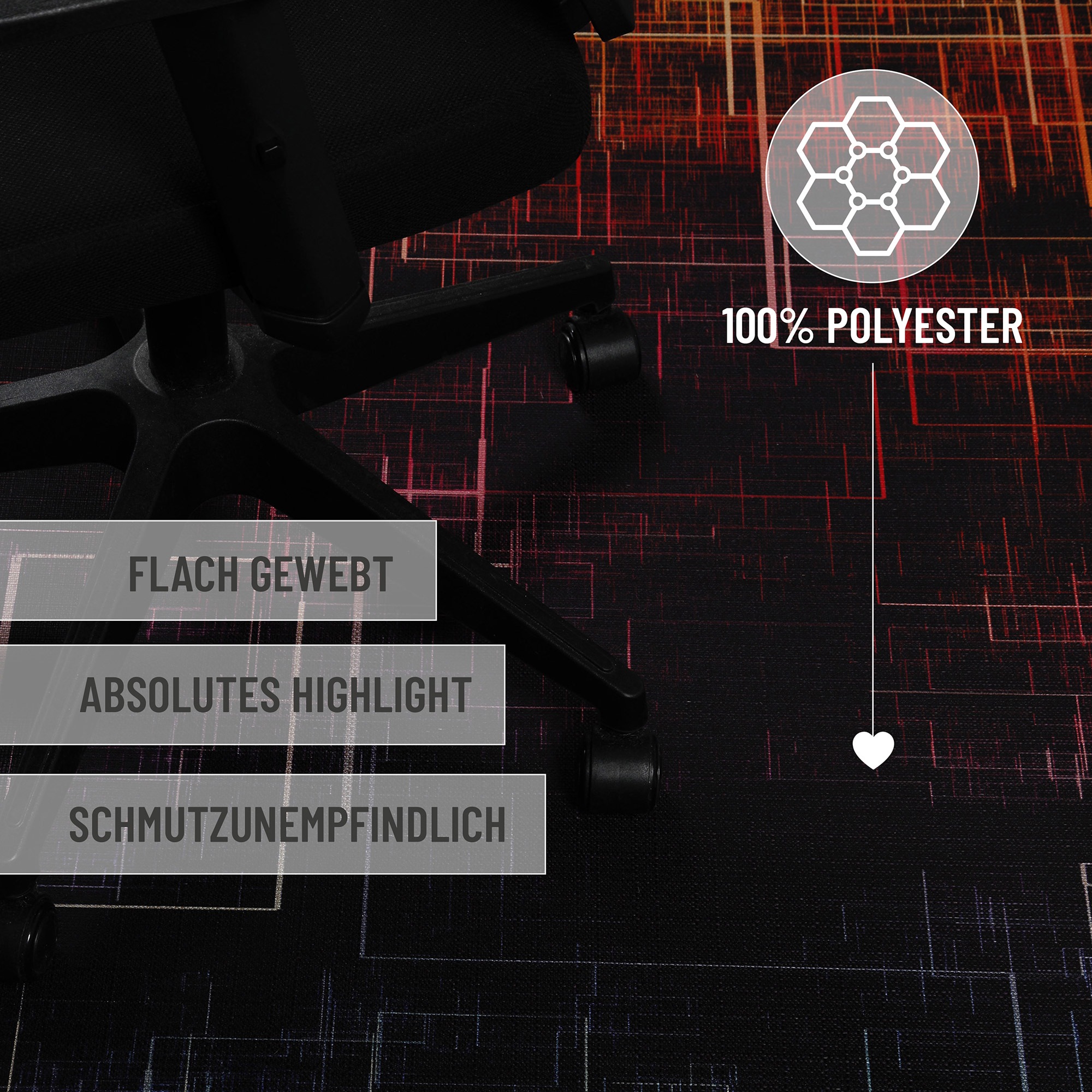 Wecon home Teppich »Quantum Warp«, rechteckig, 5 mm Höhe, Gamer Teppich, gewebt, geometrisch, robust, Gaming Room, rutschfest