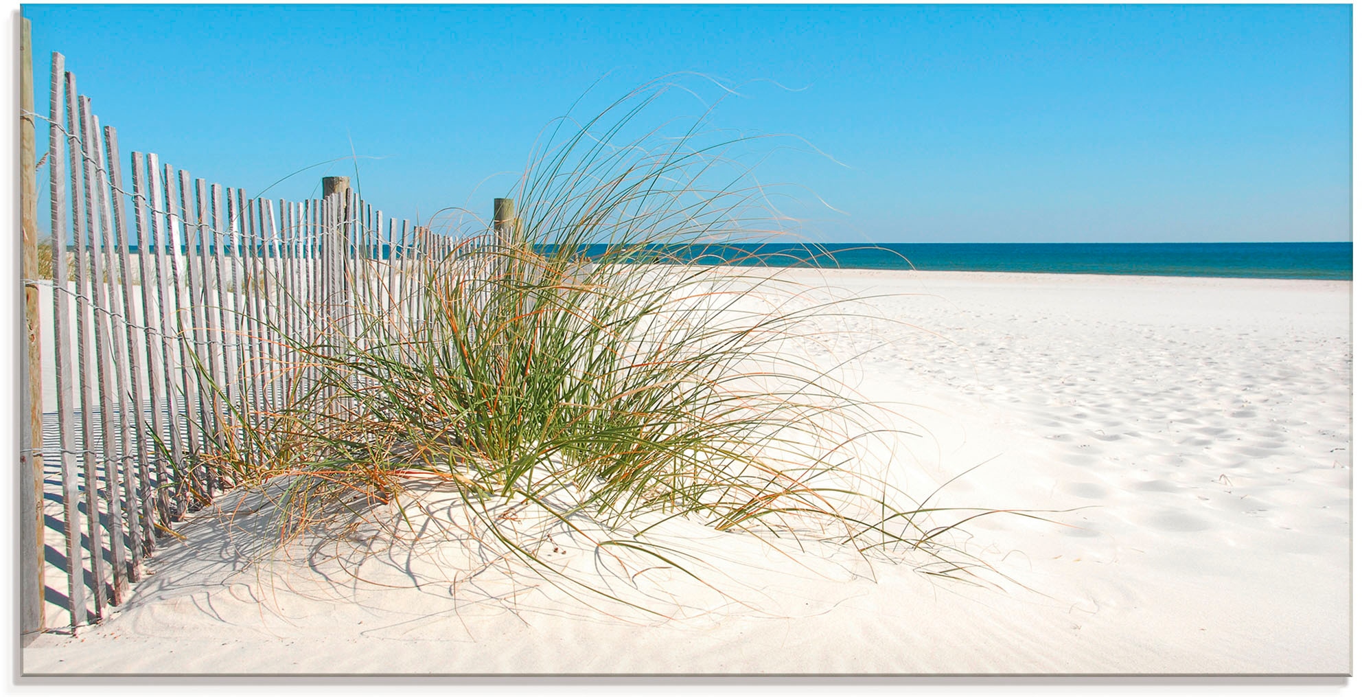 Artland Glasbild "Schöne Sanddüne mit Gräsern und Zaun", Strand, (1 St.), i günstig online kaufen