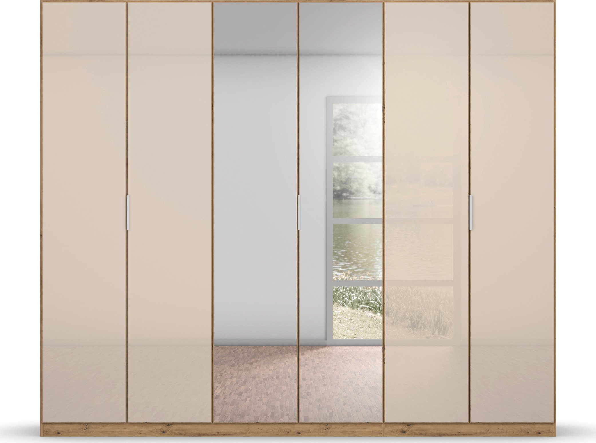 rauch Drehtürenschrank »Kleiderschrank Schrank Garderobe KOLUNA mit Glastüren und Spiegel«, inkl. 2 Innenschubladen sowie extra Einlegeböden MADE IN GERMANY