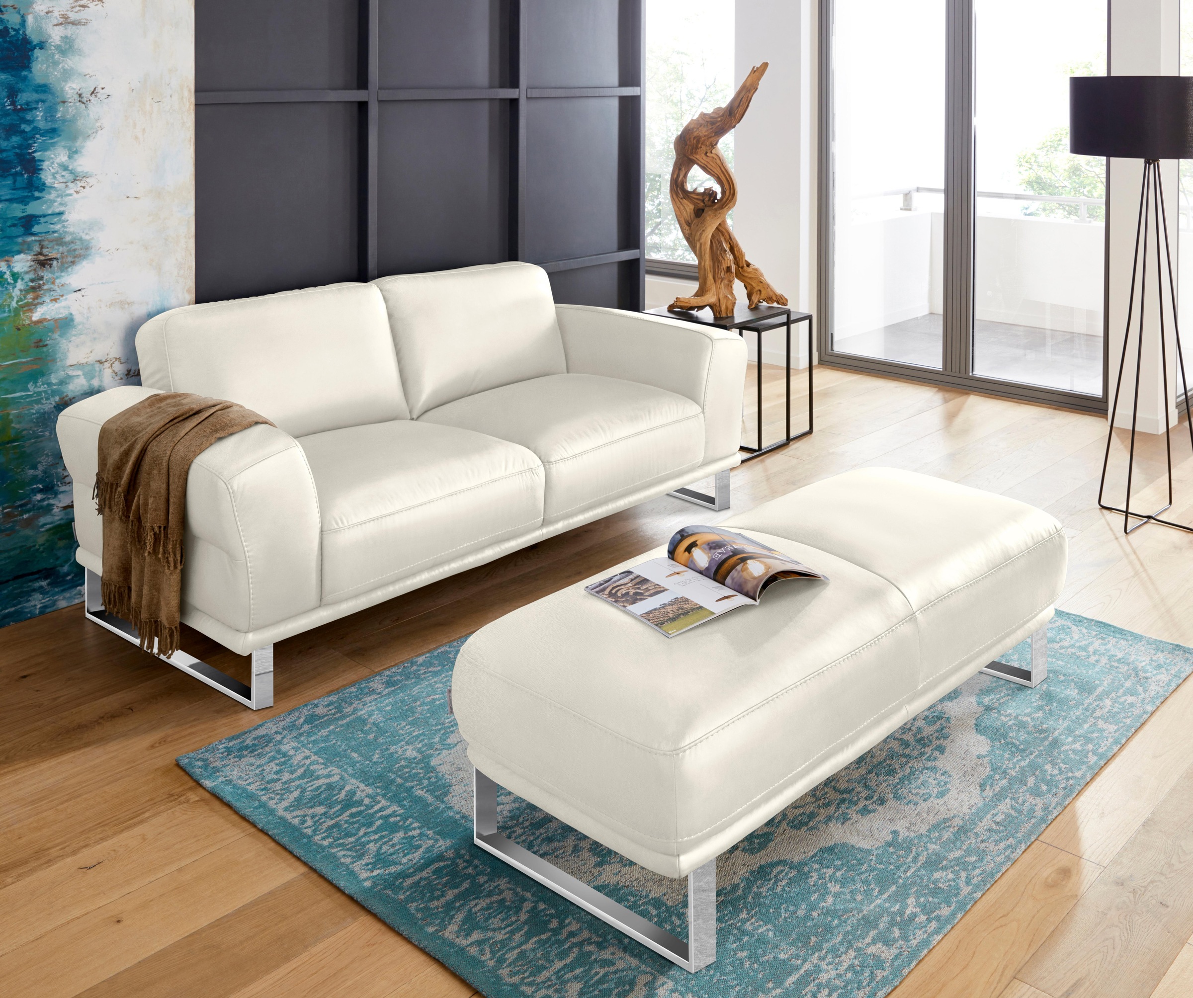 W.SCHILLIG Hocker »montanaa« mit Metallkufen in Chrom glänzend, Breite 141 cm