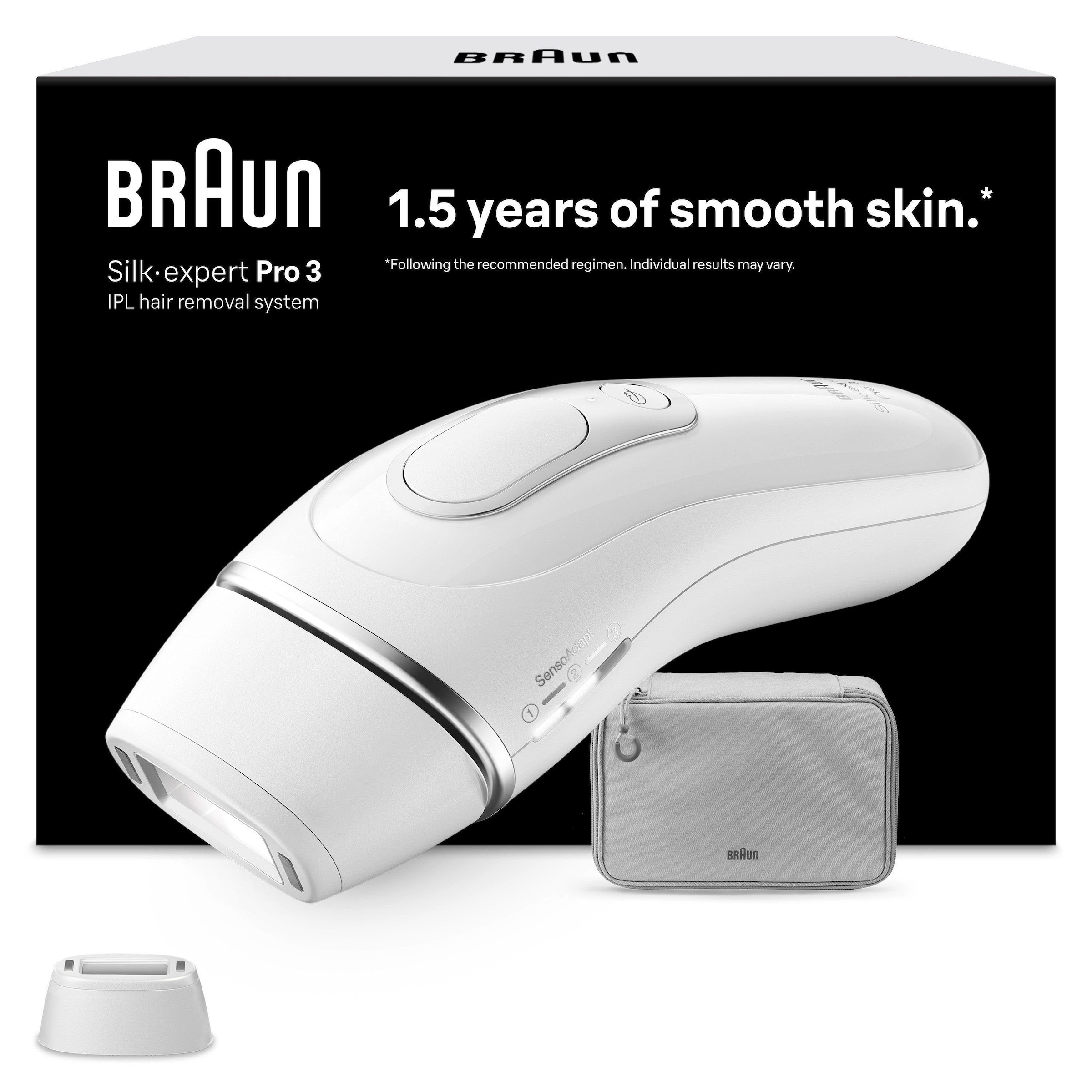 Braun IPL-Haarentferner »Silk·expert Pro 3 PL3020 (Modell 2026) PL3230 (Modell 2025)« pro Minute bis zu 100 Lichtimpulse 3 Aufsätze, mit Aufbewahrungstasche