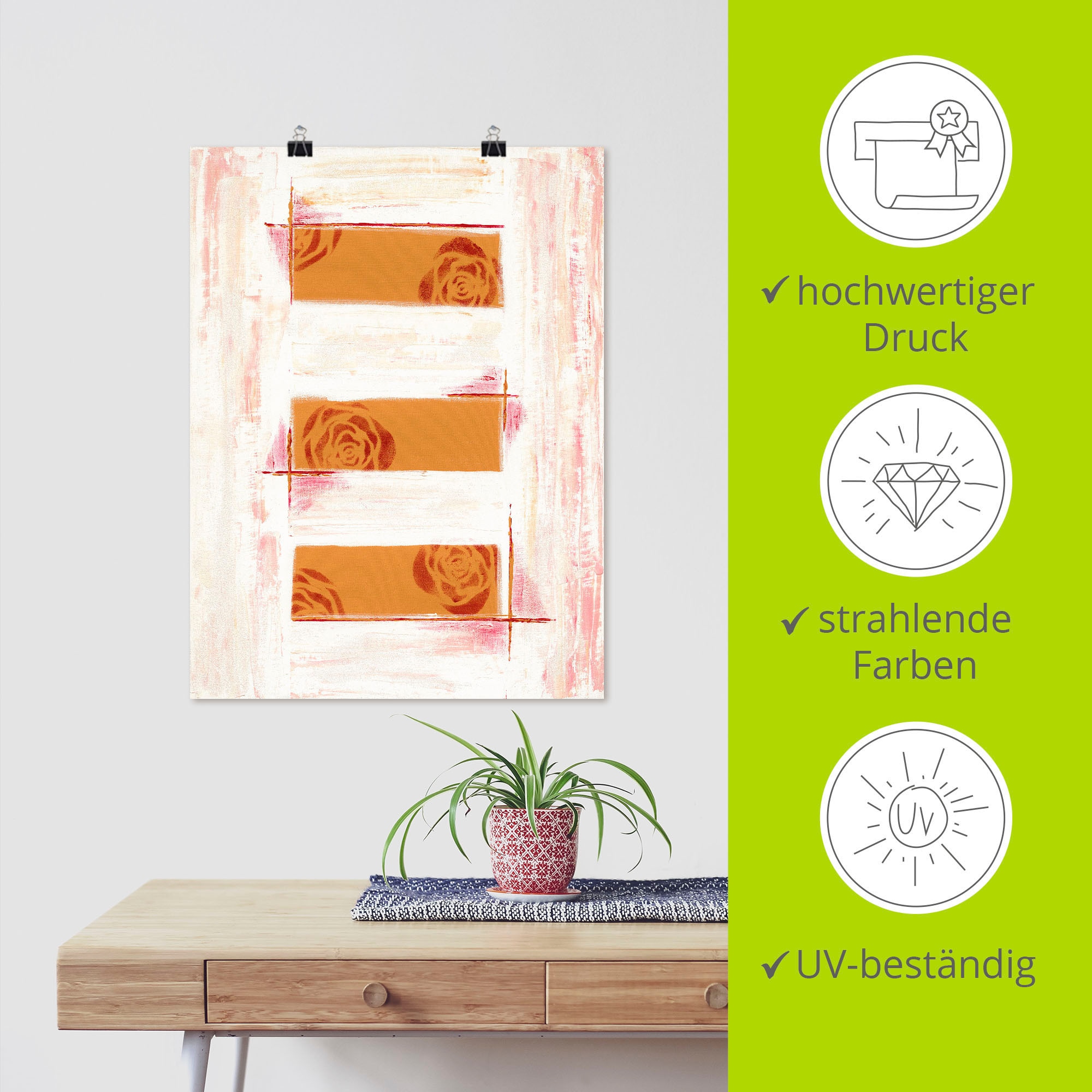 Artland Wandbild »Englische Rosen I - Abstrakt«, (1 St.), als Alubild, Leinwandbild, Wandaufkleber oder Poster in versch. Größen