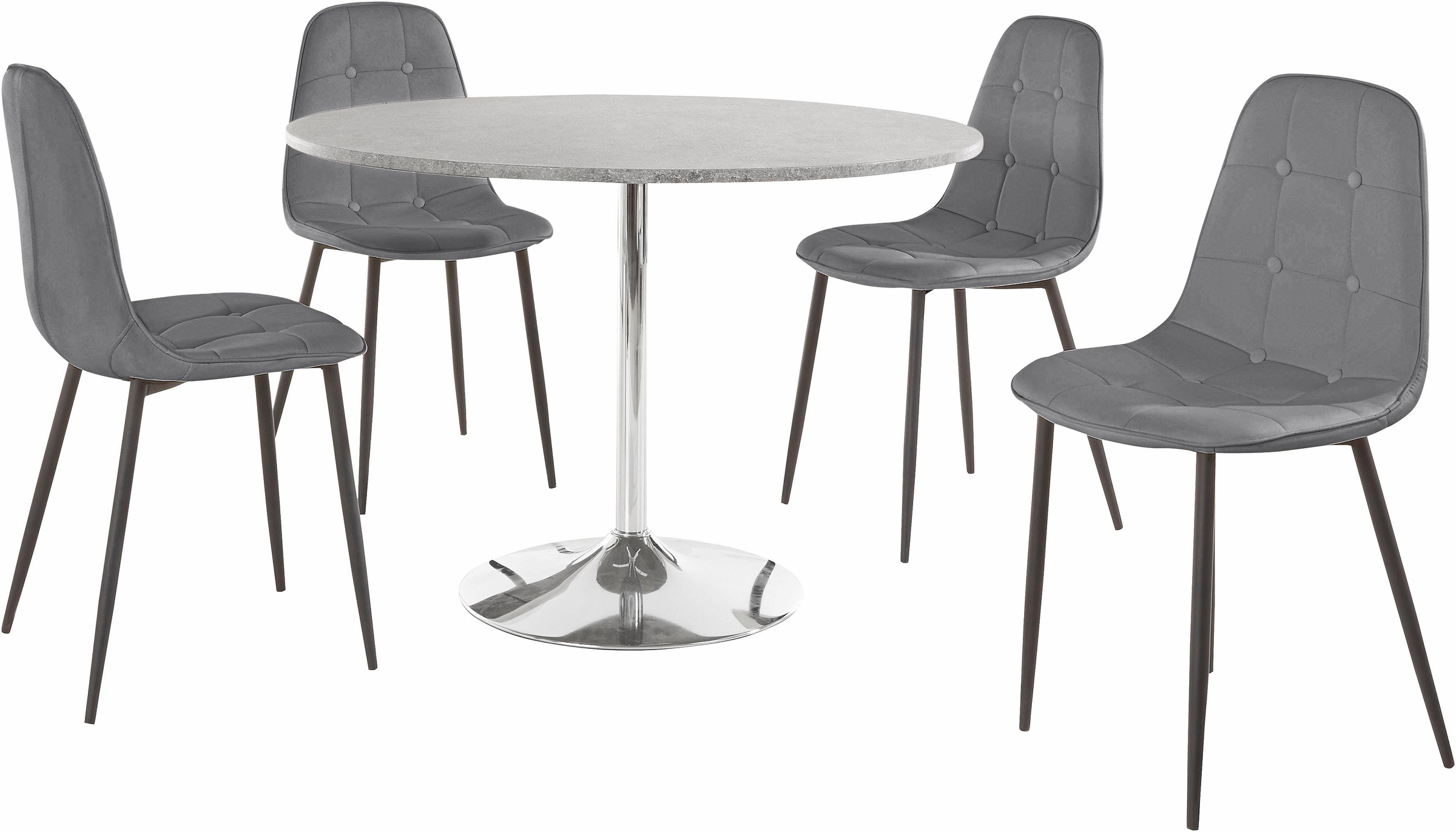INOSIGN Essgruppe, (Set, 5 tlg.), mit rundem Tisch im Zement-Optik