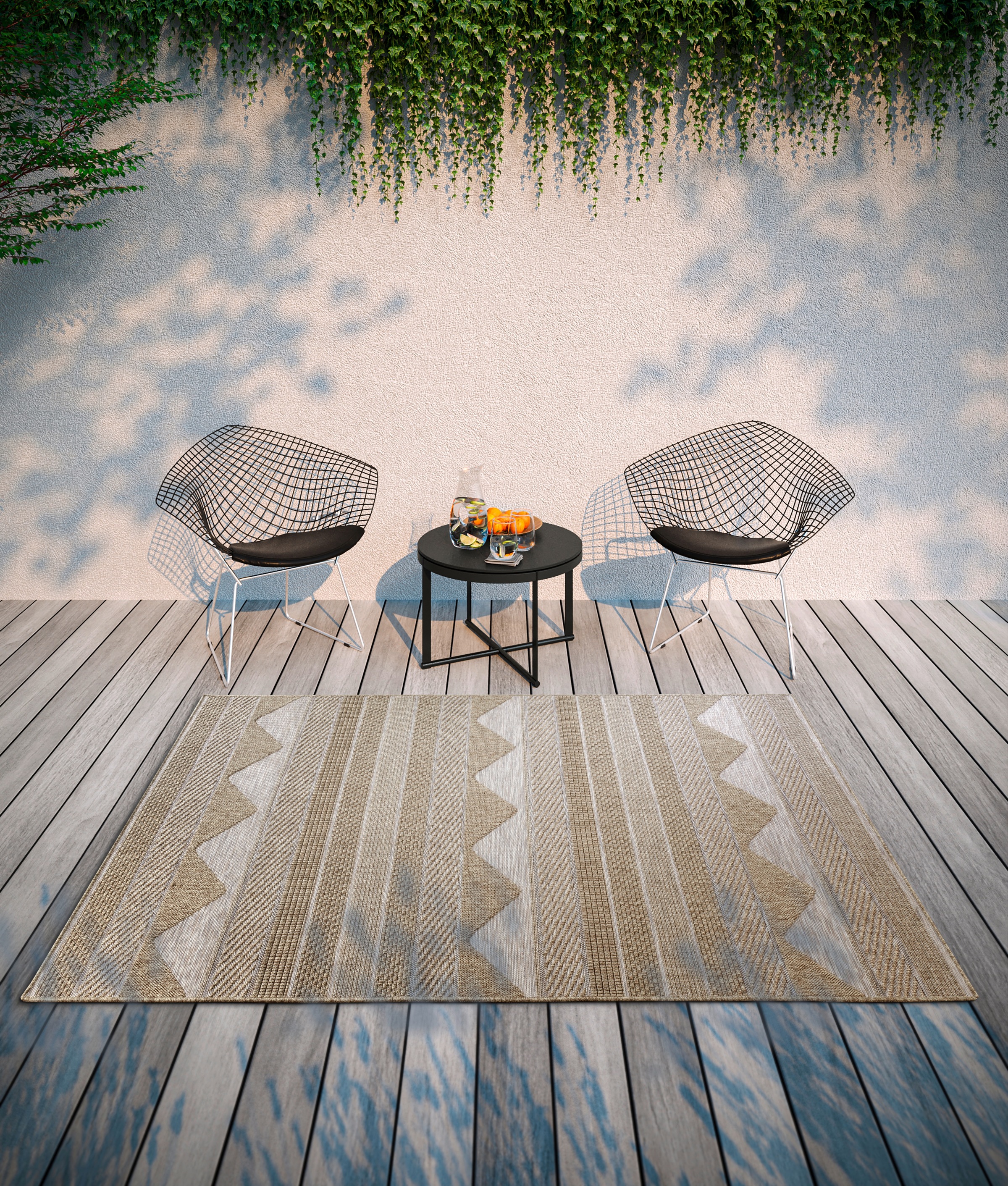 Villeroy & Boch Teppich »Elisabeth«, rechteckig, 8 mm Höhe, In-& Outdoor, Flachgewebe, wetterfest, Terrasse, Balkon, natur, modern